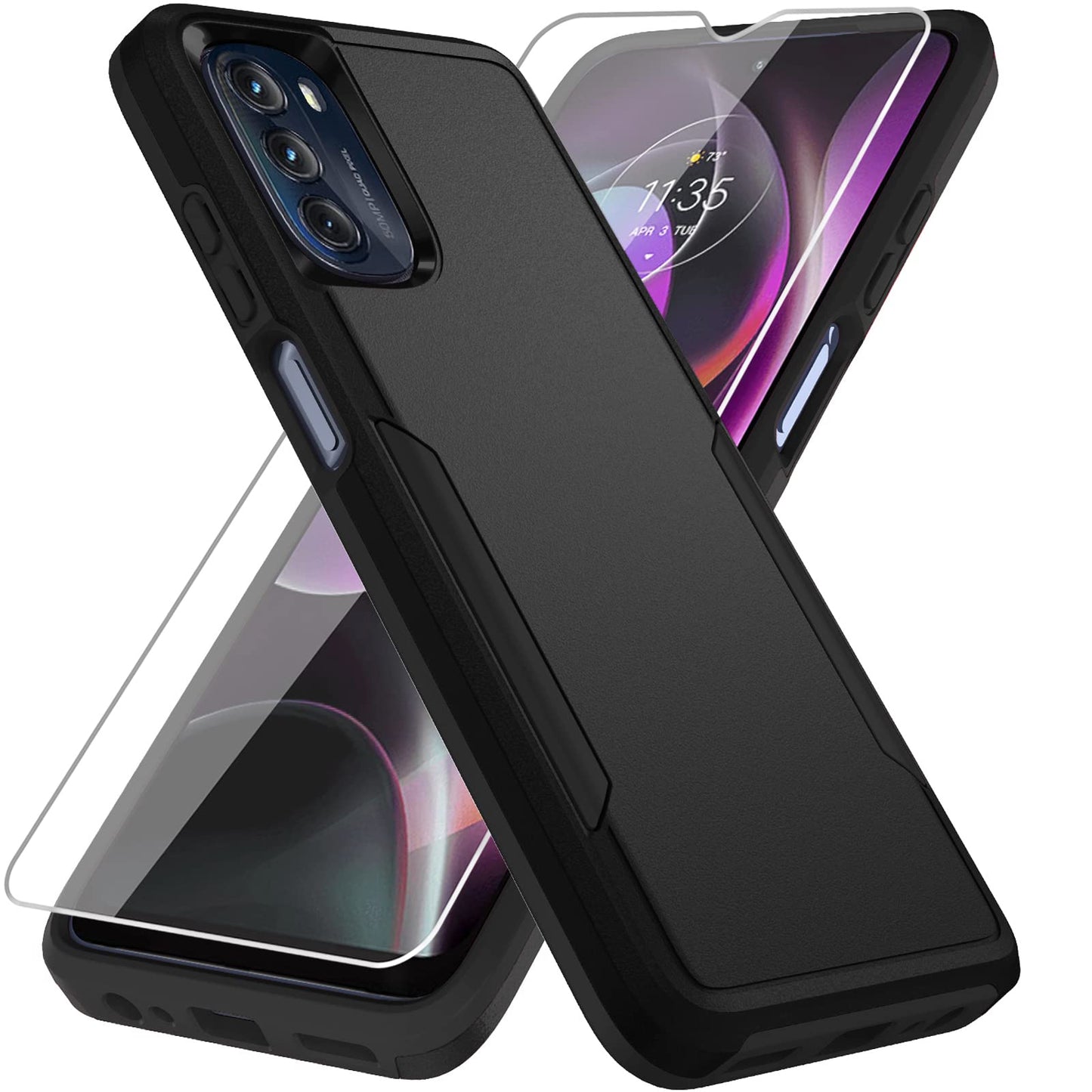 for Motorola Edge 2024 Case, with HD Screen Protector [Military Grade Drop Tested] Heavy-Duty Tough Rugged Shockproof Protective Case for Moto Edge 2024, Black