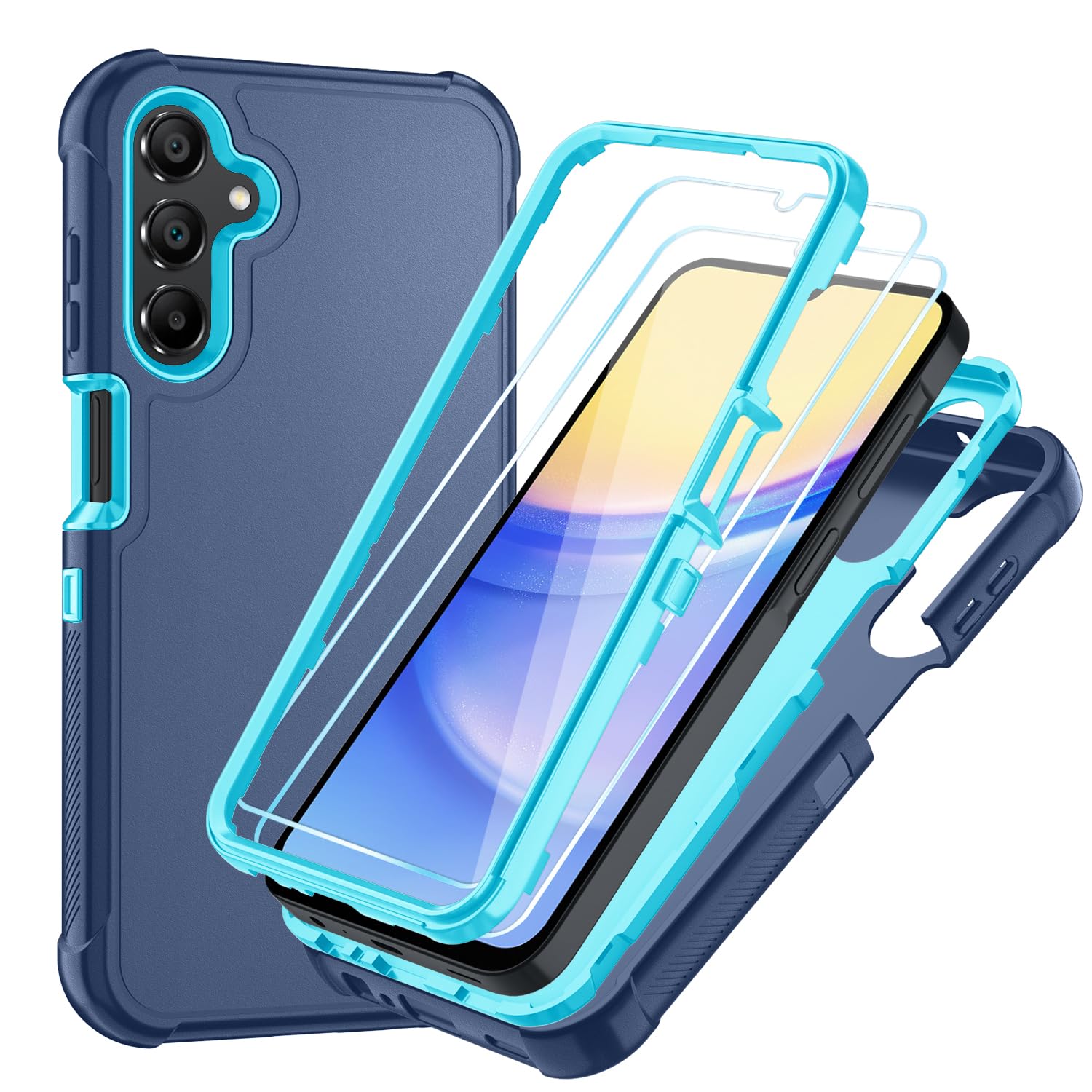 Case for Galaxy A25 5G Case, Samsung Galaxy A25 5G Case with HD Screen Protector [3 Layer] Military-Grade Heavy-Duty Shockproof Protective Phone Case for Samsung A25 5G,Black/Black