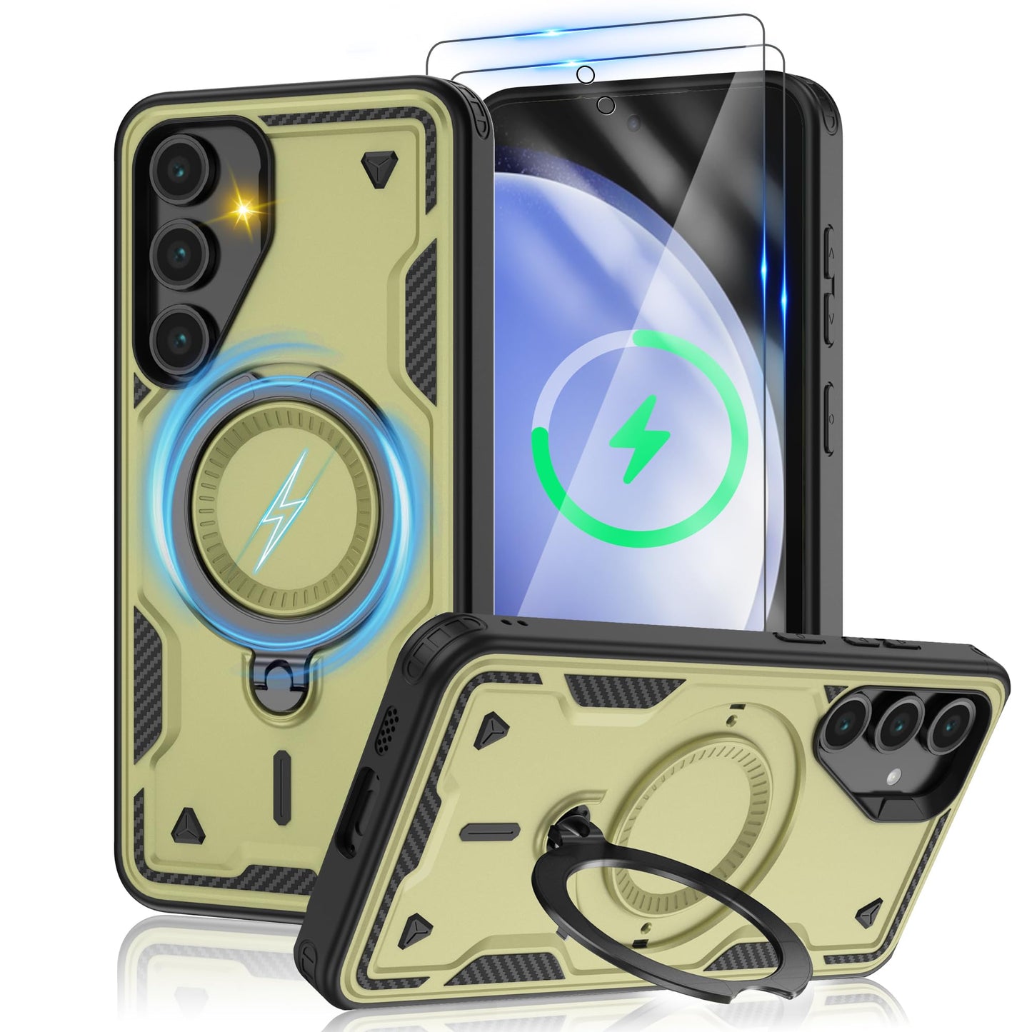 for Samsung Galaxy-S23-Ultra-Case with Magsafe & [HD Screen Protector×2][Anti-Fingerprint], 360° Metal Rotated Kickstand,Military Grade Shockproof Protective for Galaxy S23 Ultra Case,Light Blue