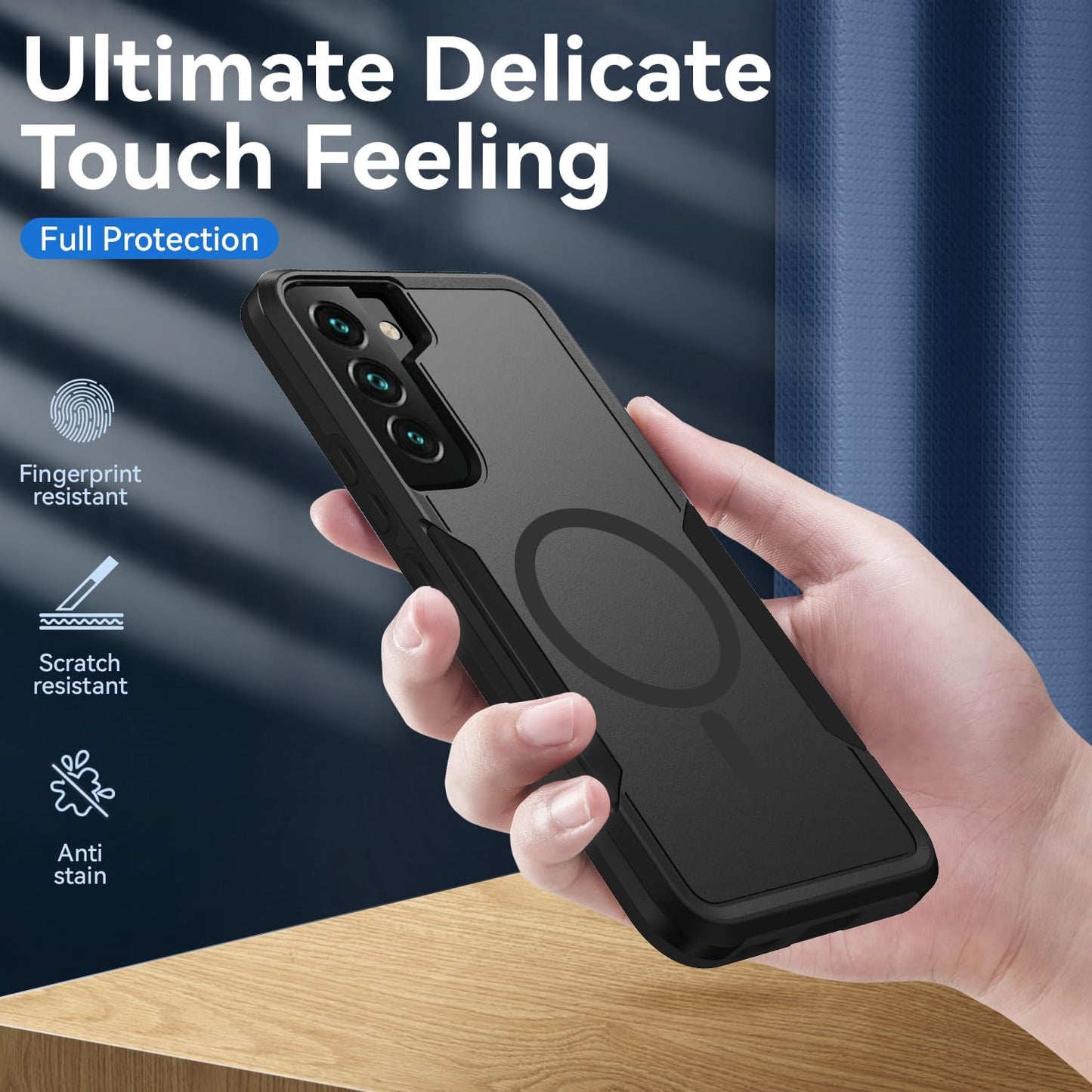for Samsung Galaxy S22 Case,[Compatible with Magsafe] [Military Grade Drop Tested] Dual Layer Shockproof Magnetic Tough Rugged Protective Phone Case -6.1 inch (Black)