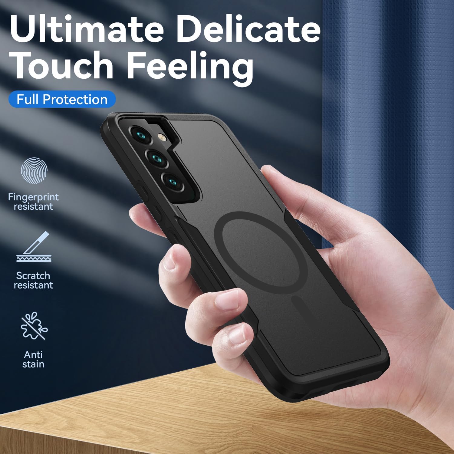 for Samsung Galaxy S22 Case,[Compatible with Magsafe] [Military Grade Drop Tested] Dual Layer Shockproof Magnetic Tough Rugged Protective Phone Case -6.1 inch (Black)