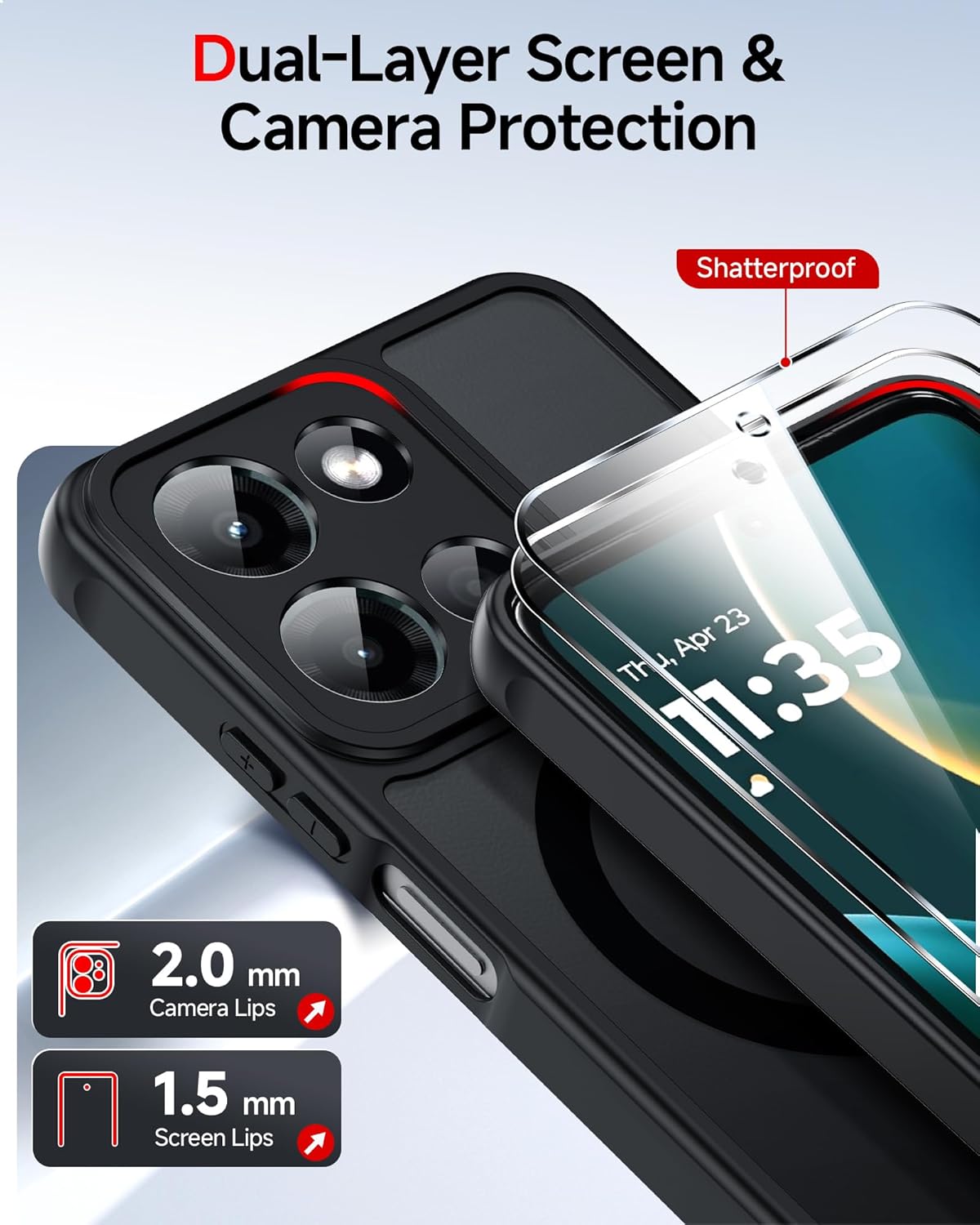 LeYi for Motorola Moto G-2026 Phone Case: Moto G Play 2026/2025 Case with [2 Packs] Screen Protector, [MagSafe Fit] Raised Camera Guard, Matte Translucent Slim para Moto G 2026/2025 Case, Black
