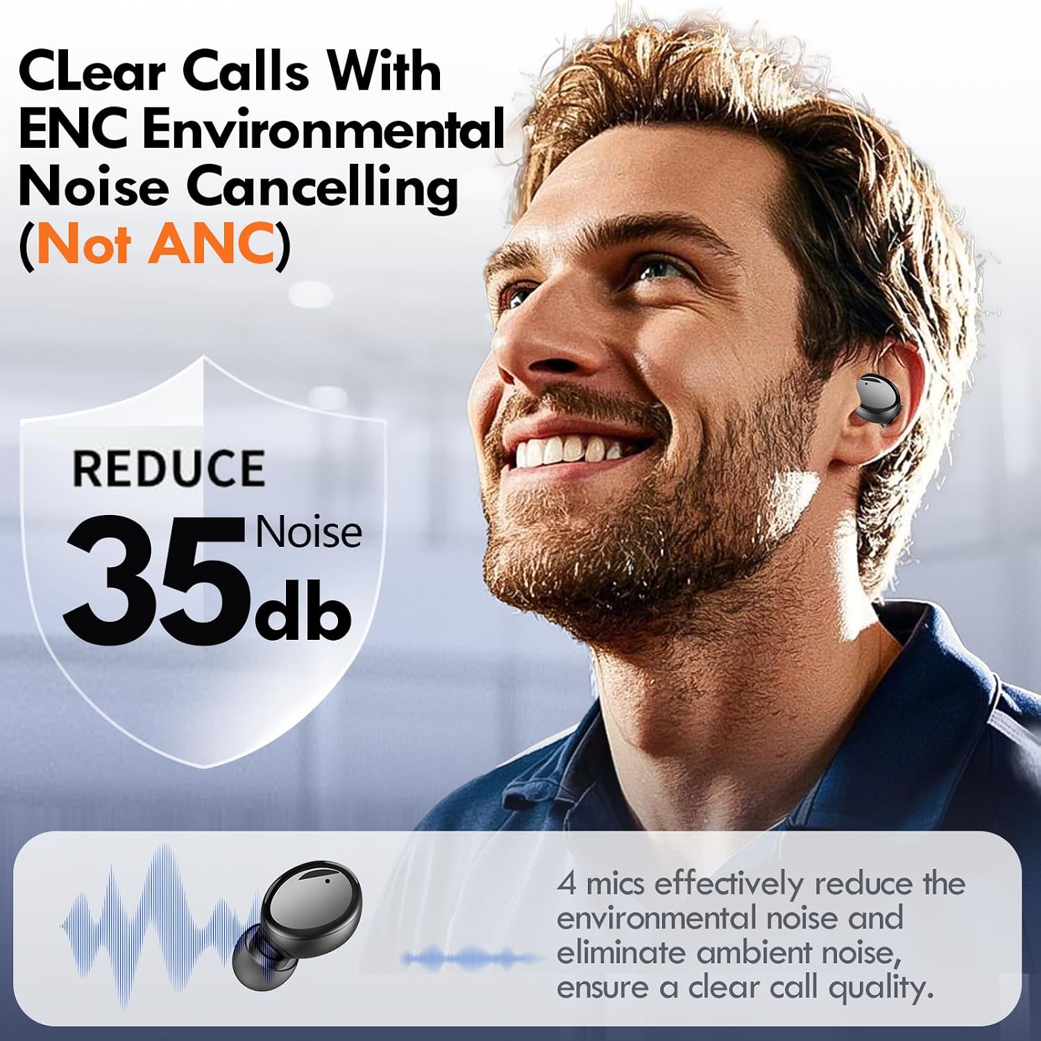 Lanteso True Wireless Bluetooth 5.4 Earbuds, 48H Playtime, Light Weight in Ear Headphones with Built in Mic, Premium Sound with Deep Bass, Clear Calls for Sports Workout, Black