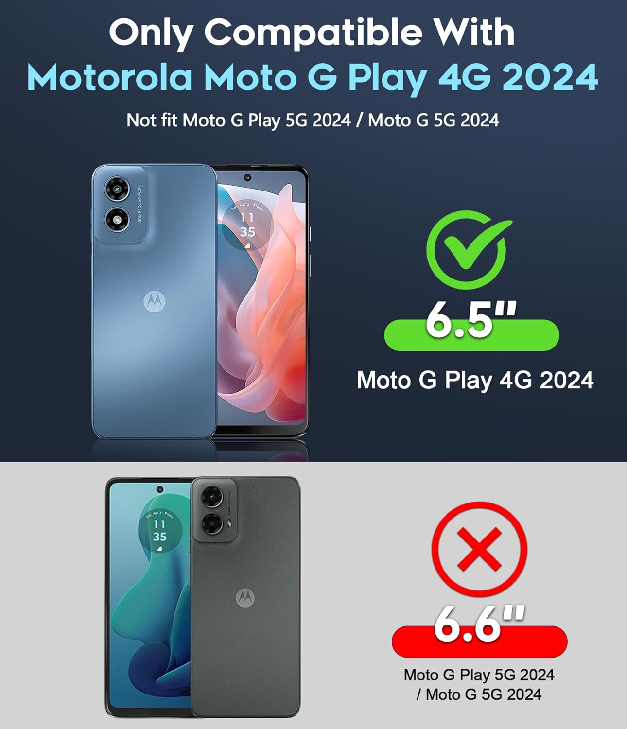 LeYi Compatible for Moto-G-Play-2024 Case 4G: Motorola G Play 2024 Phone Case 4G [Not Fit G Play 5G 2024] with 2 Pack HD Screen Protectors, Heavy Duty 3 in 1 Shockproof Protective Funda, Teal