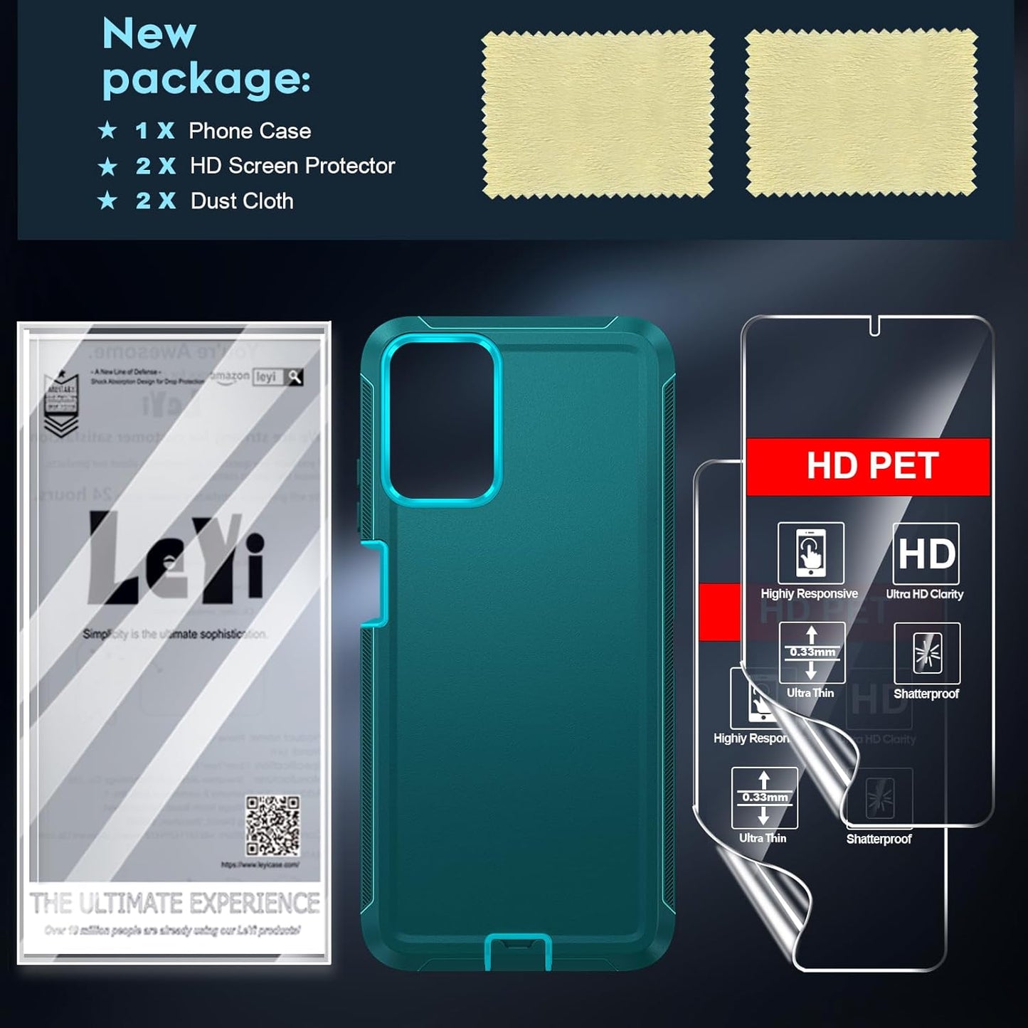 LeYi Compatible for Moto-G-Play-2024 Case 4G: Motorola G Play 2024 Phone Case 4G [Not Fit G Play 5G 2024] with 2 Pack HD Screen Protectors, Heavy Duty 3 in 1 Shockproof Protective Funda, Teal