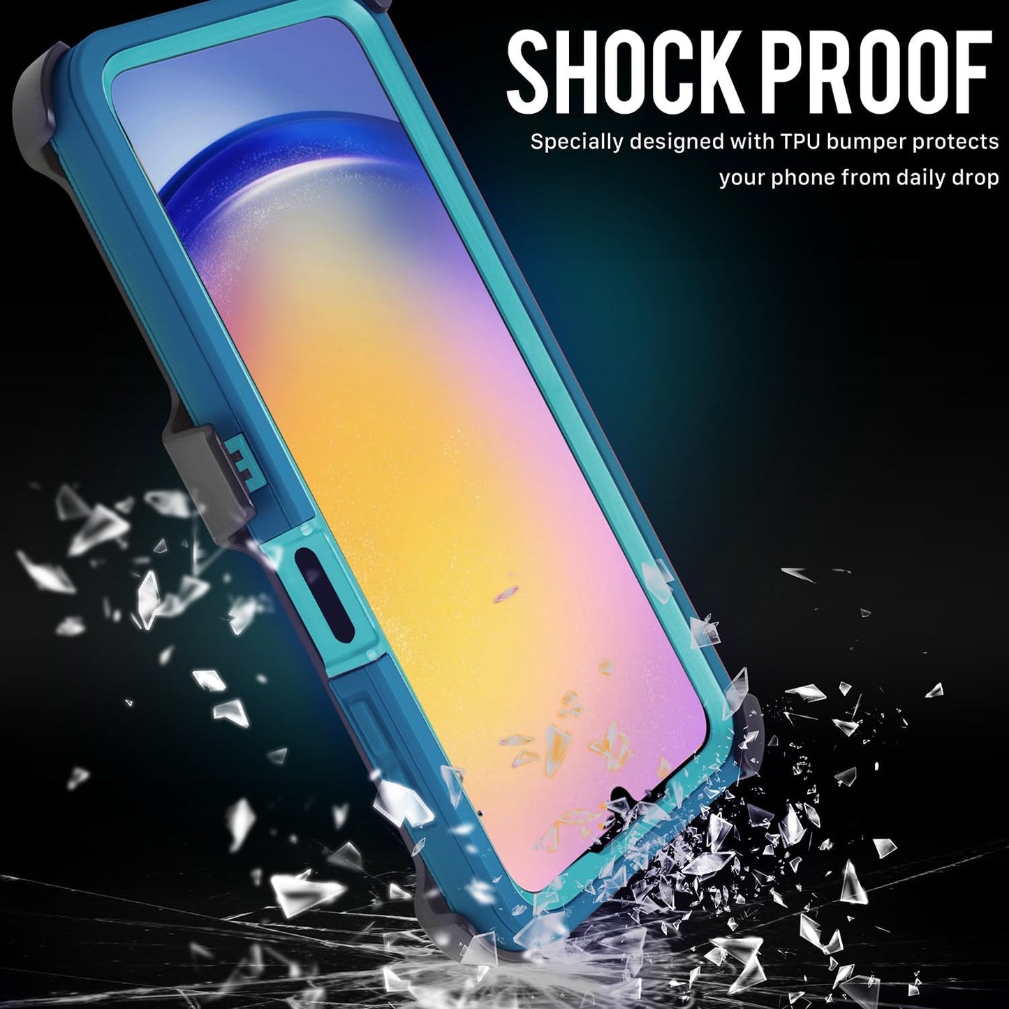 Belt Clip Case for Samsung Galaxy A25 (6.5"), 3 in 1 Full Body Shockproof Heavy Duty Military Grade Tough Durable Protection Case for Samsung Galaxy A25 5G 2024 Release