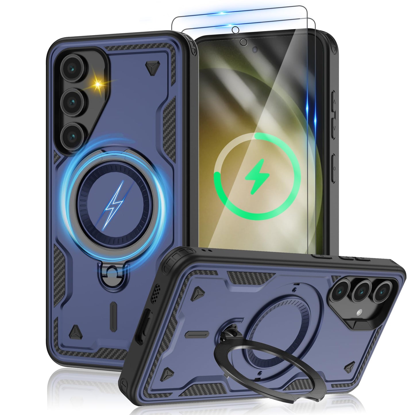 for Samsung Galaxy-S23-Ultra-Case with Magsafe & [HD Screen Protector×2][Anti-Fingerprint], 360° Metal Rotated Kickstand,Military Grade Shockproof Protective for Galaxy S23 Ultra Case,Light Blue