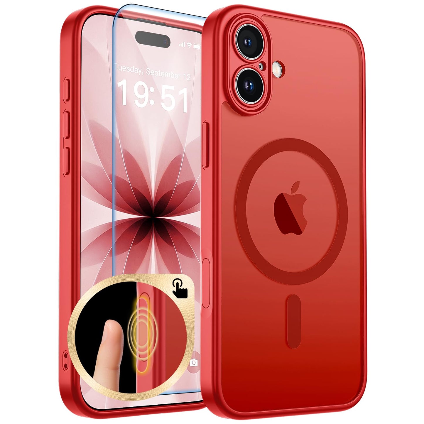 Magnetic for iPhone 17 Case, Upgraded [Camera Control Button] [Full Camera Protection] [with 1 Screen Protector] Translucent Matte Shockproof Protective Phone Cover, Mist Blue