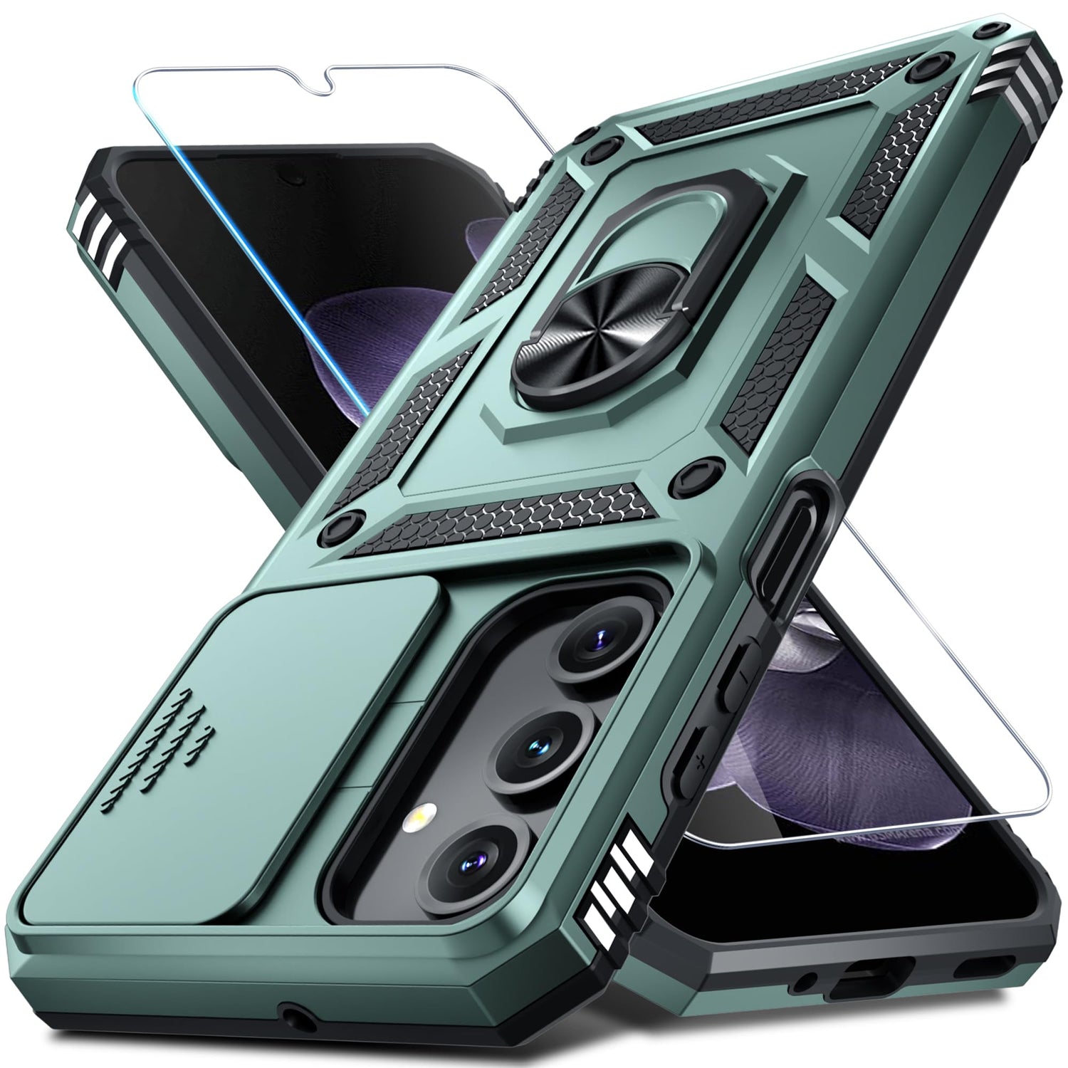 for Samsung Galaxy A37/A36 Case Built in Slide Camera Cover,Black