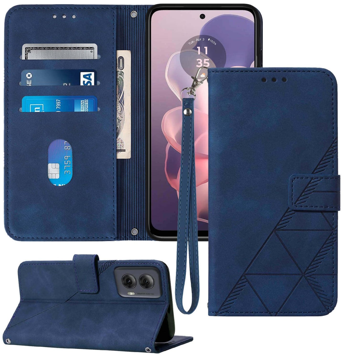 for Moto G Power 5G 2024 Case Wallet, Card Holder Slots, Wrist Strap, TPU Interior Protective, Stand PU Leather Flip Cover for Moto G Power 5G 2024 (Black)