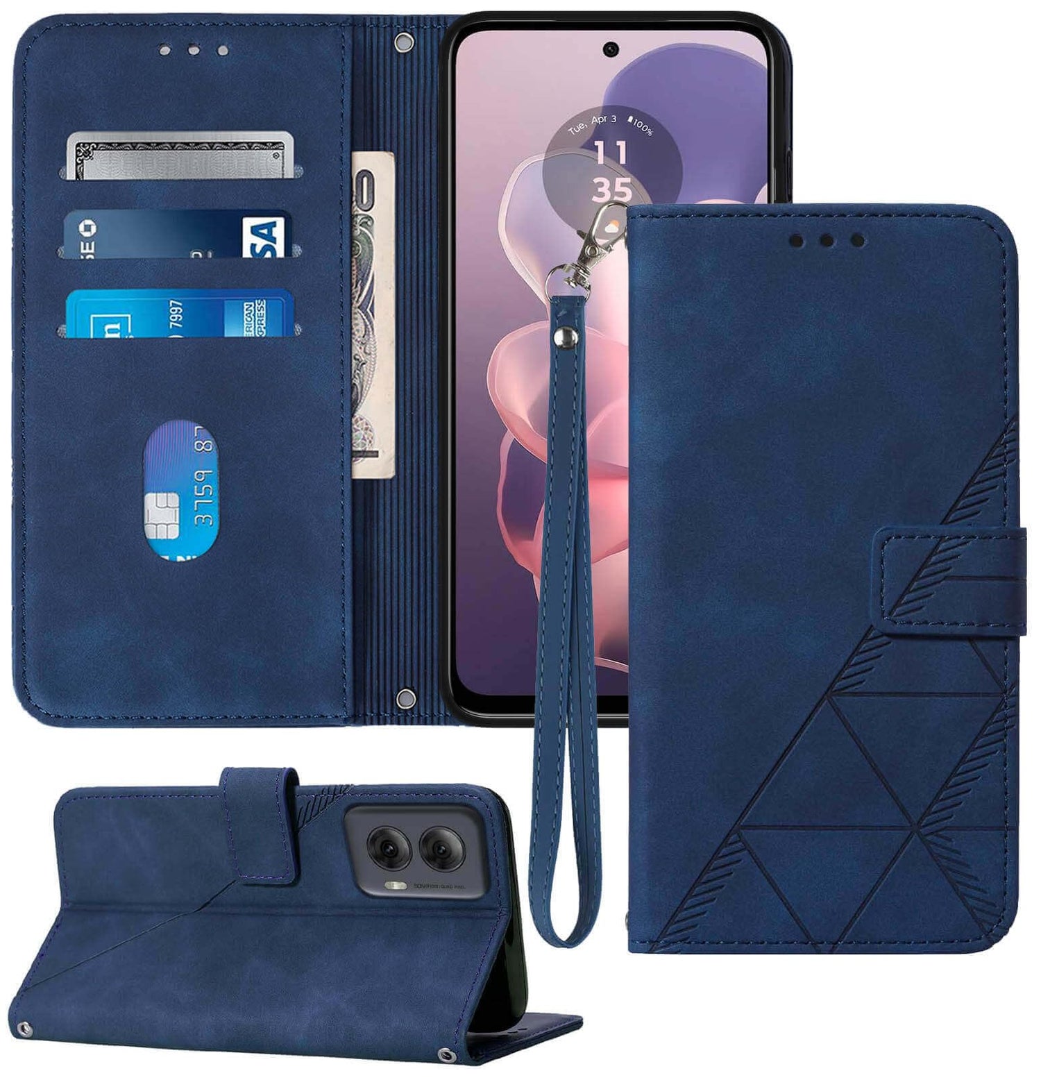 for Moto G Power 5G 2024 Case Wallet, Card Holder Slots, Wrist Strap, TPU Interior Protective, Stand PU Leather Flip Cover for Moto G Power 5G 2024 (Black)