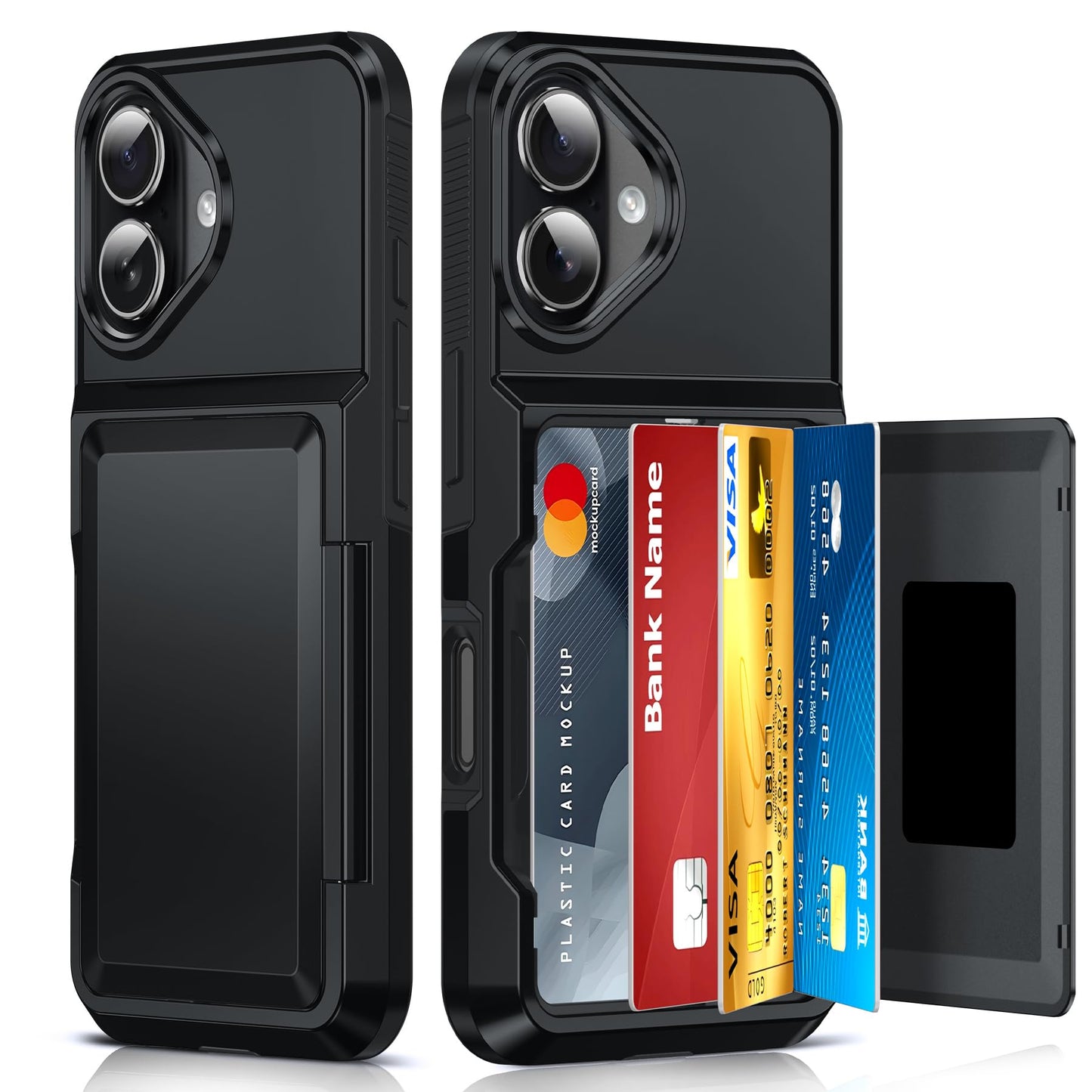 LeYi for iPhone-17 Wallet Case Clear: i Phone iphone17 Cases with Card Holder Protective iohone 17case Cover Women Funda para Heavy Duty Military Grade Hard Men ipone i17, Transparent