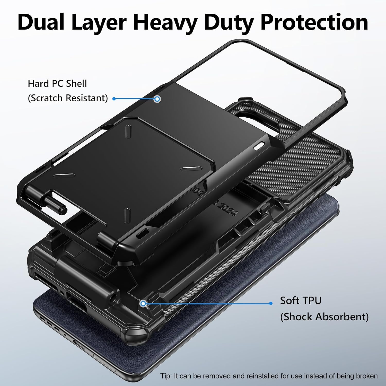 Vofolen for Motorola Edge 2024 Case Wallet with Card Holder Dual Layer Heavy Duty Shockproof Drop Protective Hidden Flip 4-Card Slot Slim Pocket Phone Cover for Moto Edge 2024 Case for Women Men-Black