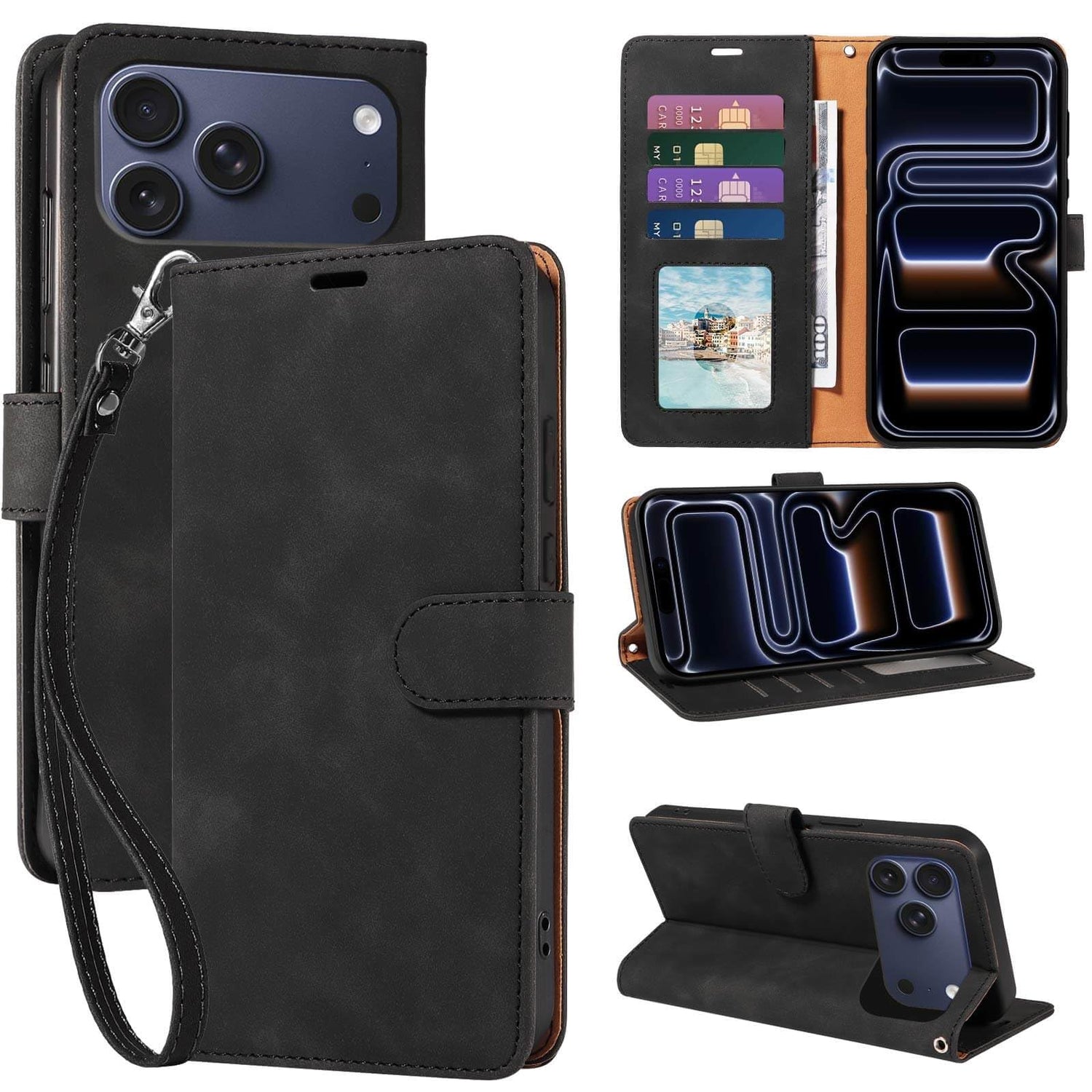 RFID Blocking for iPhone 17 Wallet Case, 4 Card Slots Holder, Wrist Strap, Soft PU Leather, Shockproof Protective, Phone Stand, Flip Cases, Magnetic Closure, Folio Cover (Green)