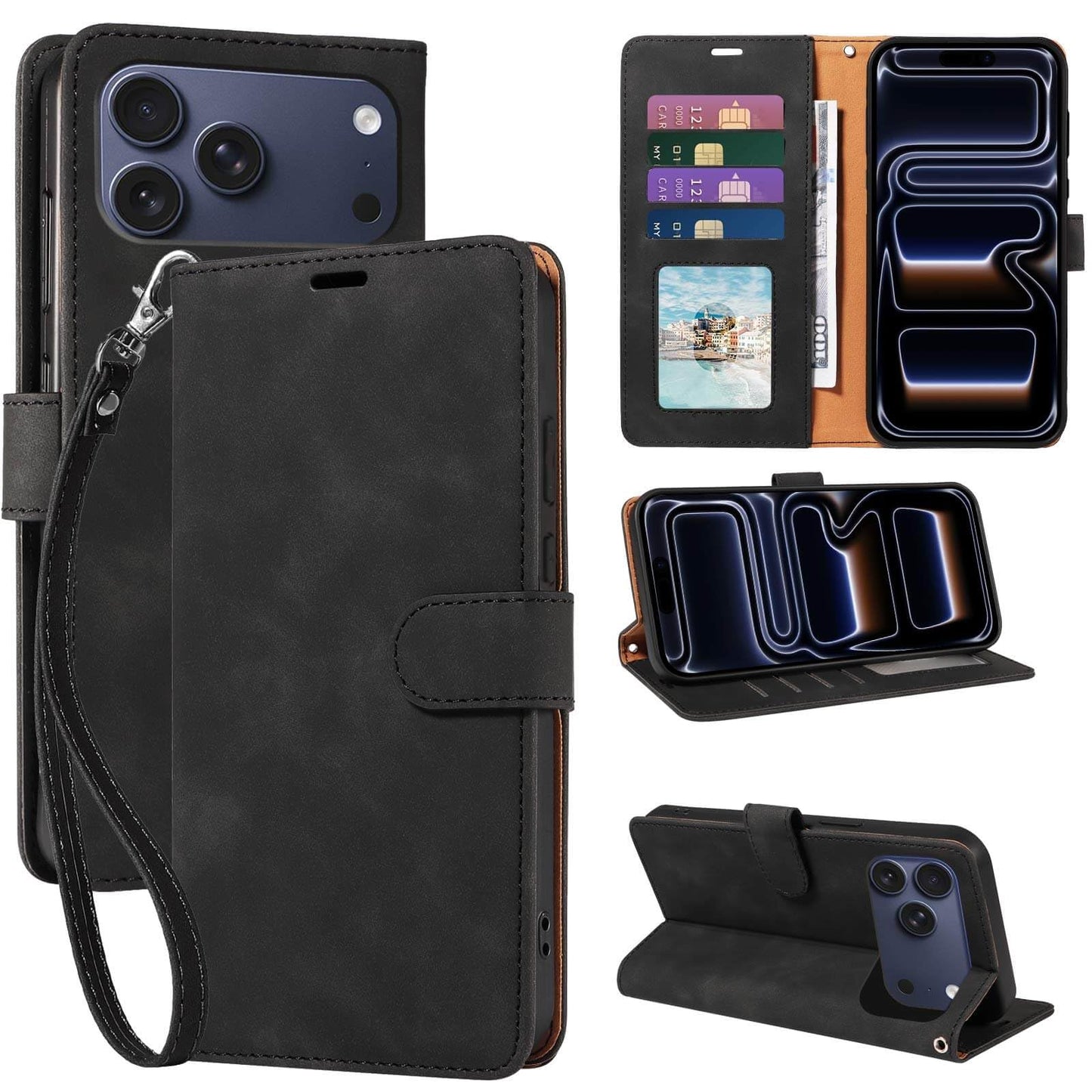 RFID Blocking for iPhone 17 Wallet Case, 4 Card Slots Holder, Wrist Strap, Soft PU Leather, Shockproof Protective, Phone Stand, Flip Cases, Magnetic Closure, Folio Cover (Green)