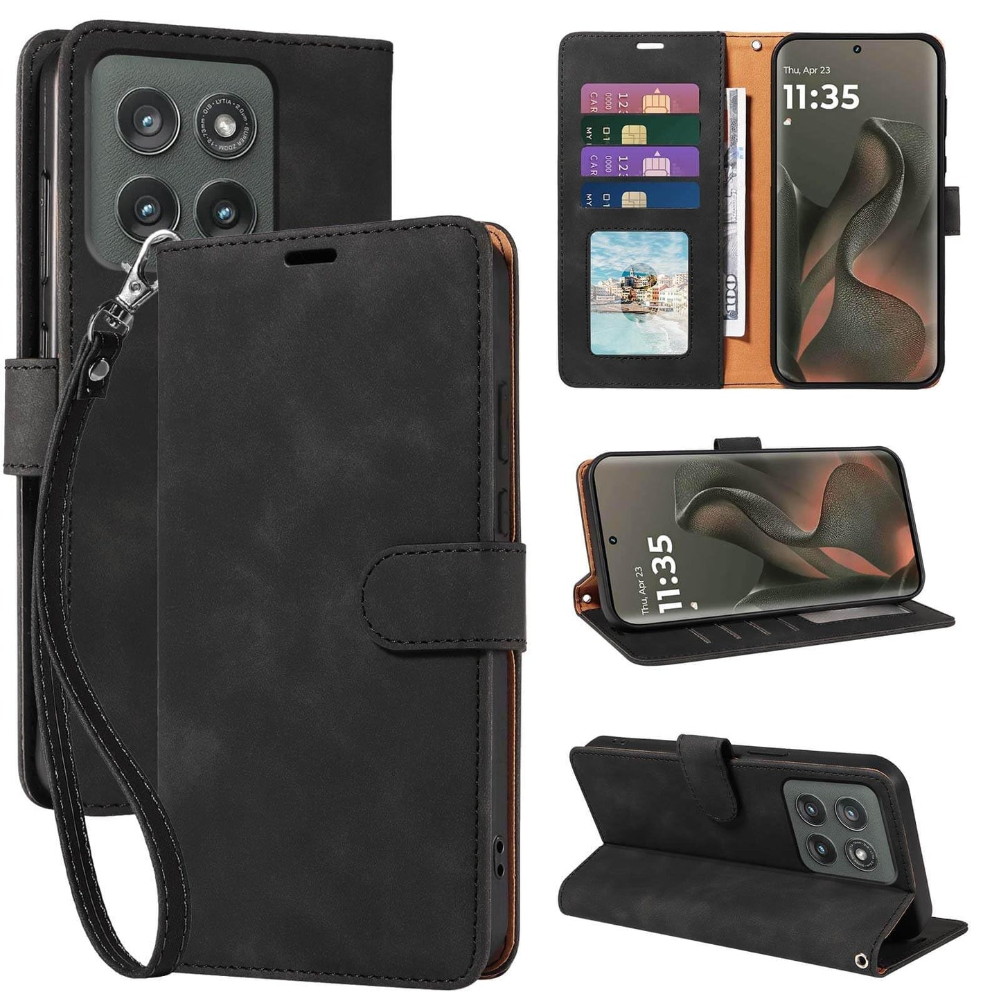 for Motorola Edge 2025 Case Wallet RFID Blocking, 4 Card Slots Flip Cover, Shockproof Protective Magnetic Closure, Detachable Wrist Strap & Stand for Travel/Daily Use (Green)
