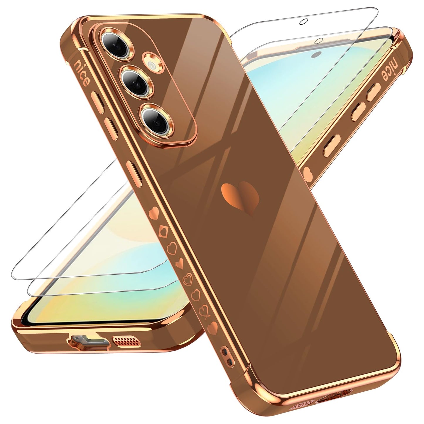 LeYi for Galaxy S20 FE 5G Case: with Screen Protector [2 Pcs]+ Full Camera Protection, Love Heart Plating Girly Women Cute Luxury Soft TPU Case for Samsung S20 Fe, Pink
