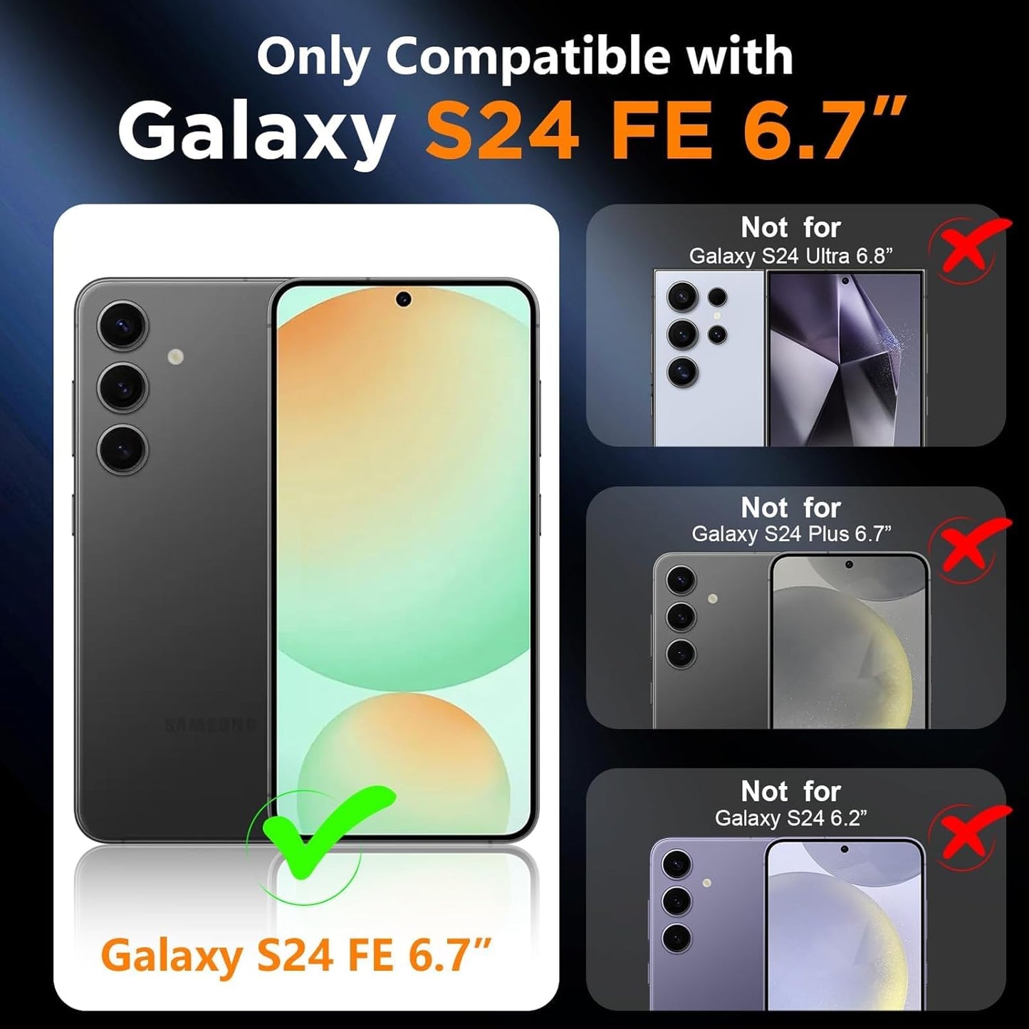 LeYi Compatible for Samsung Galaxy S24-FE Case: [𝗡𝗼𝘁 𝗳𝗶𝘁 𝗦𝟮𝟰 𝟱𝗚] Samsung S24 FE Case with S24FE Screen Protector X2 & Magnetic Stand, Military-Grade Cell Galaxy S 24 FE Phone, Black