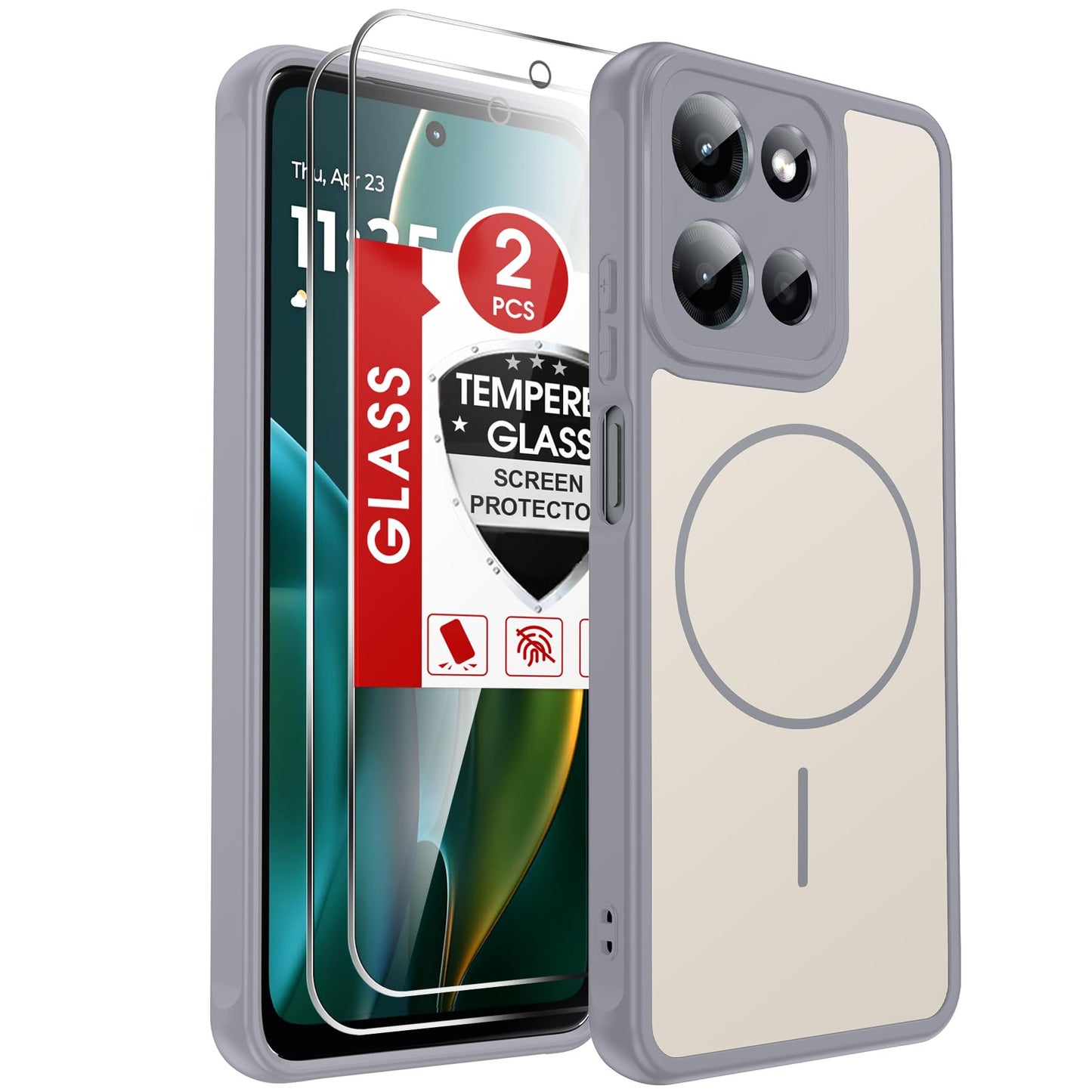 LeYi for Motorola Moto G-2026 Phone Case: Moto G Play 2026/2025 Case with [2 Packs] Screen Protector, [MagSafe Fit] Raised Camera Guard, Matte Translucent Slim para Moto G 2026/2025 Case, Black