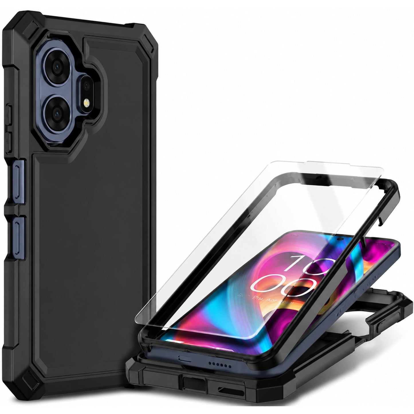 for TCL NXTPAPER 70 Pro Case, Shockproof Cover, Glitter Aqua/Purple