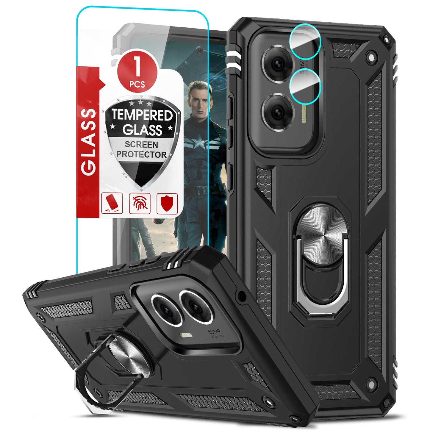 LeYi for Motorola Moto G Stylus 2025-Case: 【𝐍𝐨𝐭 𝐅𝐢𝐭 𝐌𝐨𝐭𝐨 𝐆 𝟐𝟎𝟐𝟓】Moto G Stylus 2026 Case 5G, Slide Camera Cover Screen Protector, Tough Armor Android Unlocked Phone Magnetic Stand, Black