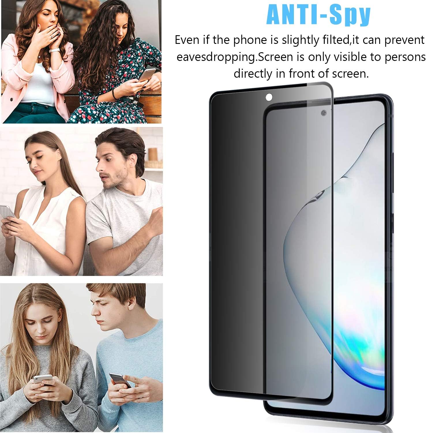 Anbzsign [2 Pack] Samsung Galaxy Note 10 lite / A81 / Galaxy S10 Lite (6.7 inch) Privacy Screen Protector, [Full Coverage] [Case Friendly] Anti-Spy 9H Hardness Tempered Glass