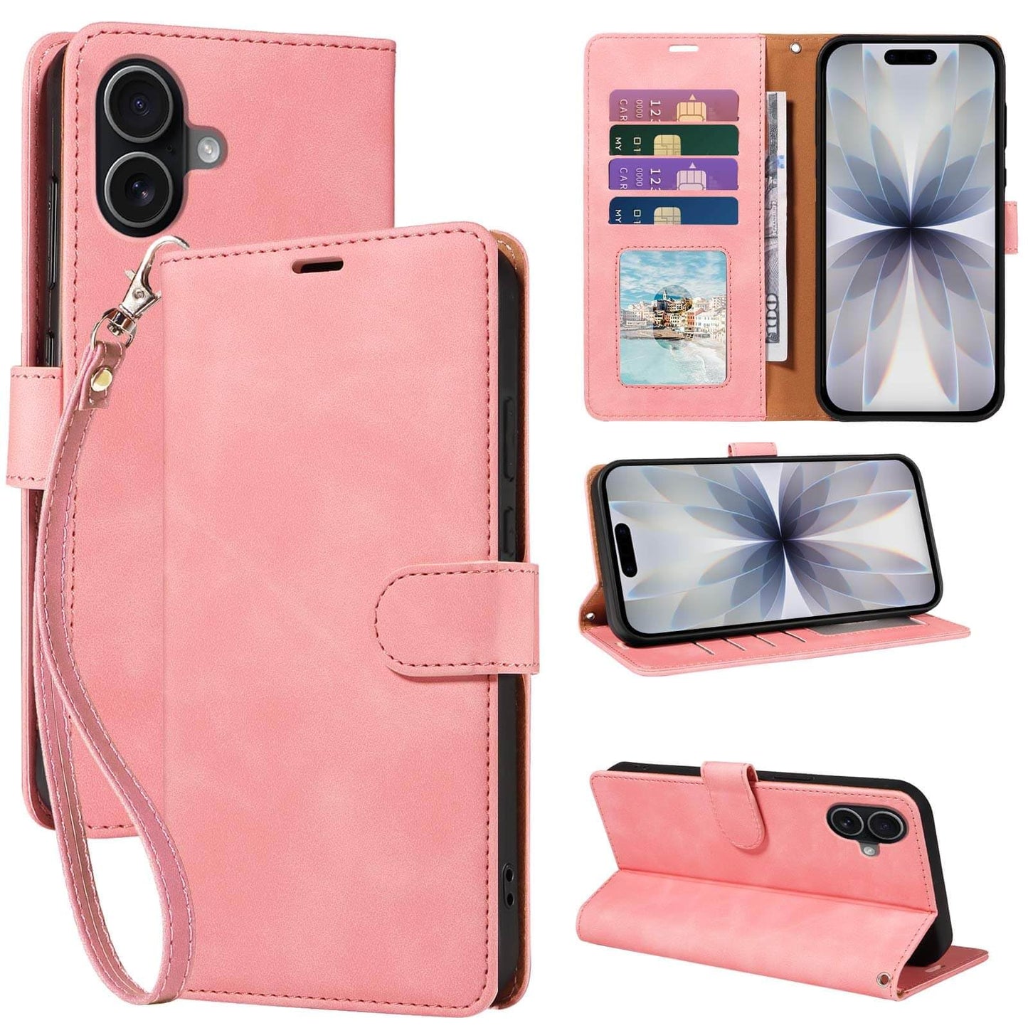 RFID Blocking for iPhone 17 Wallet Case, 4 Card Slots Holder, Wrist Strap, Soft PU Leather, Shockproof Protective, Phone Stand, Flip Cases, Magnetic Closure, Folio Cover (Green)