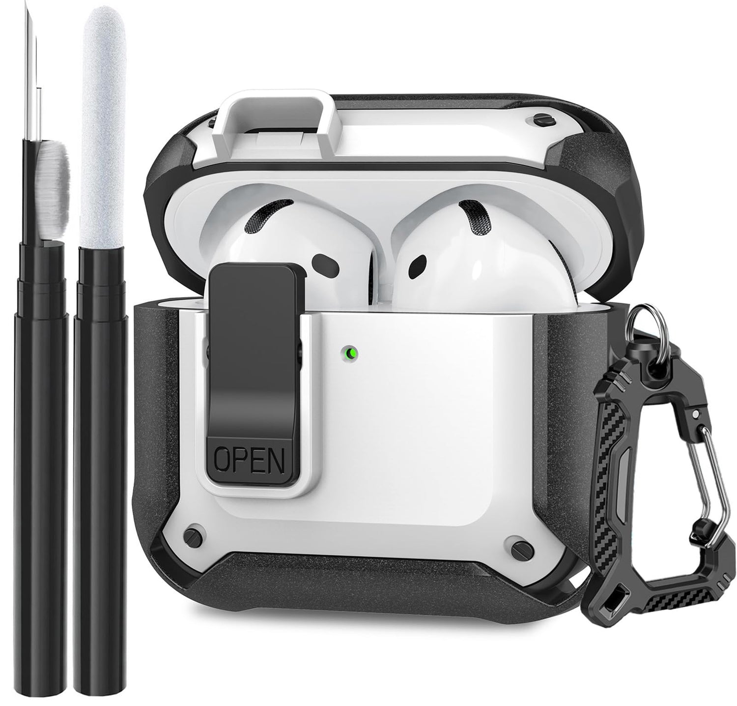 Compatible with AirPods Pro 3 Case Lock 2025, Shockproof AirPods iPod Pro 3rd Generation Protective Case Cover for Men Women with Cleaning Kit&Carabiner Black