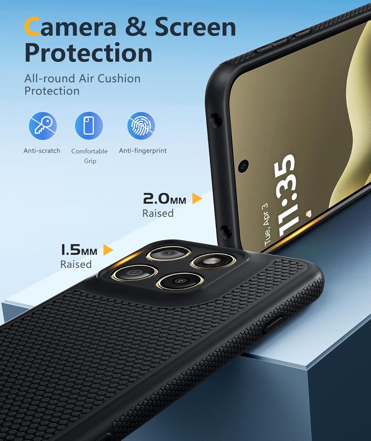 FNTCASE for Motorola Edge 2026 Case: Moto Edge 2026 Case with Screen Protector Non-Slip 14FT Military Grade Drop Protection, Shockproof, Slim Fit, Anti-Scratch TPU Matte Phone Cover (Black)
