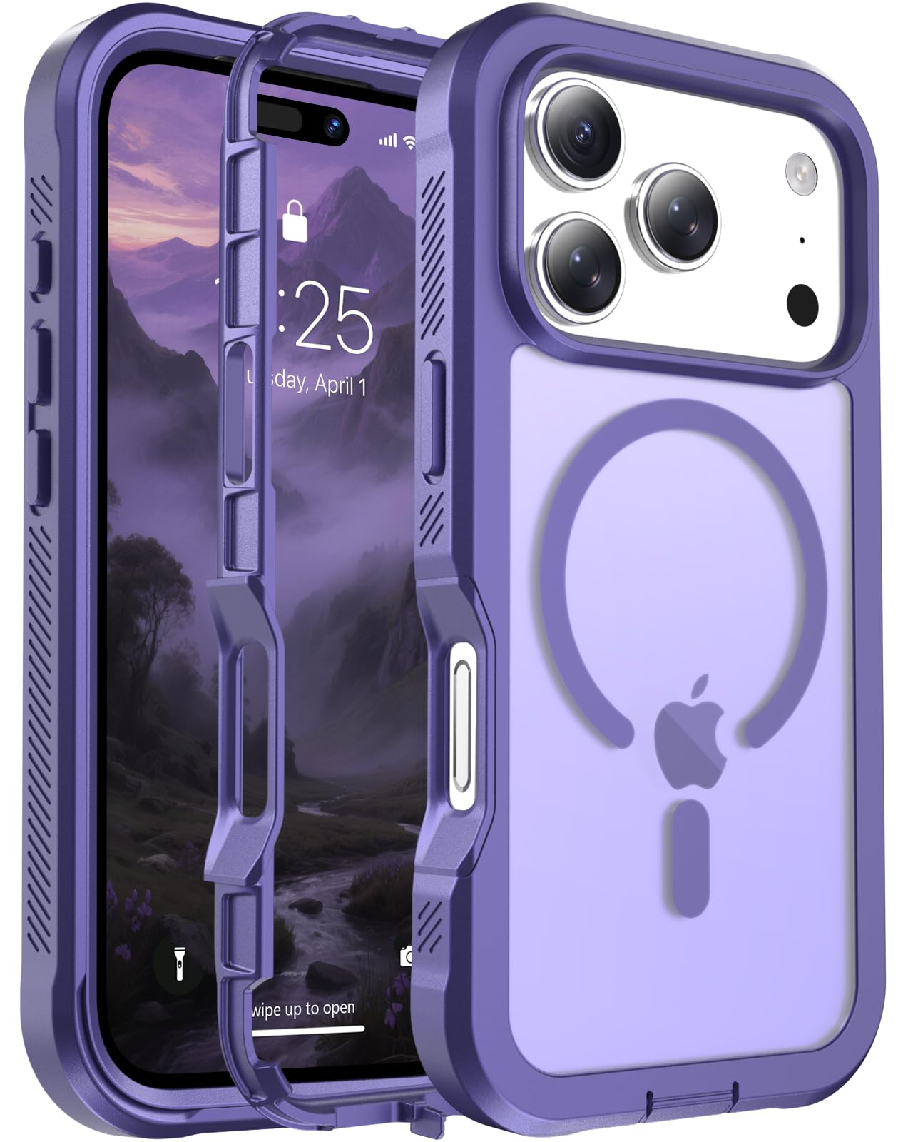 Magnetic for iPhone 17 Case, [Compatible with MagSafe][Military Grade Drop Protection][Heavy Duty Protection][Non-Slip][Shockproof] 2-Layer Durable Bumper Phone Case 6.3''-Black