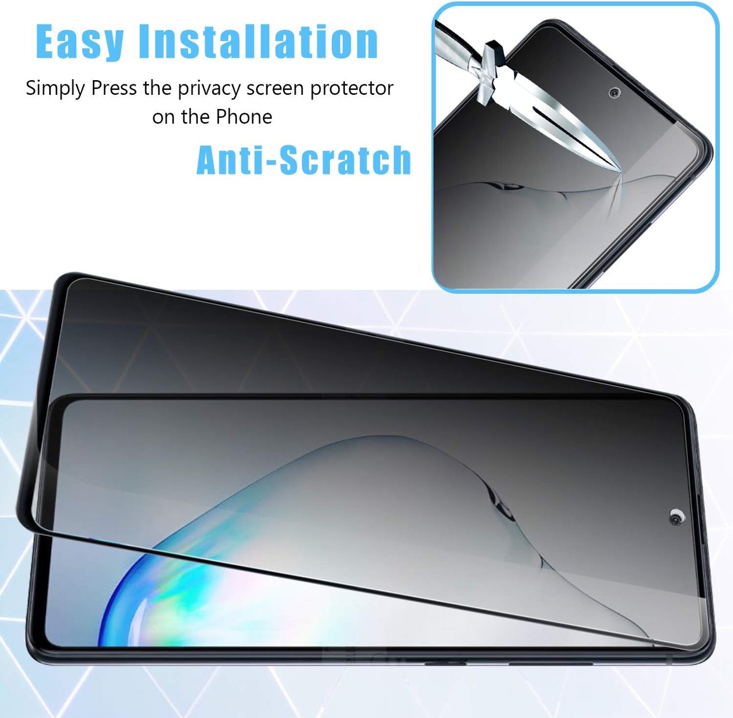 Anbzsign [2 Pack] Samsung Galaxy Note 10 lite / A81 / Galaxy S10 Lite (6.7 inch) Privacy Screen Protector, [Full Coverage] [Case Friendly] Anti-Spy 9H Hardness Tempered Glass