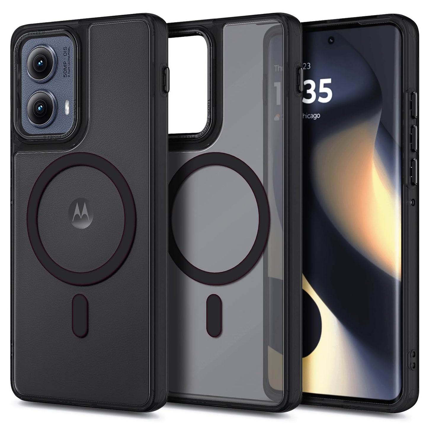 YZB Magnetic for Motorola Moto G Power-5G-2024 Case, Black | Compatible with MagSafe, Translucent Matte Scratch-Resistant Back, Military-Grade Protection Shockproof Slim Phone Cover