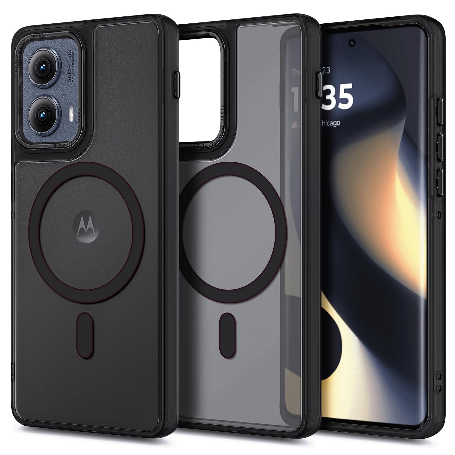 YZB Magnetic for Motorola Moto G Power-5G-2024 Case, Black | Compatible with MagSafe, Translucent Matte Scratch-Resistant Back, Military-Grade Protection Shockproof Slim Phone Cover