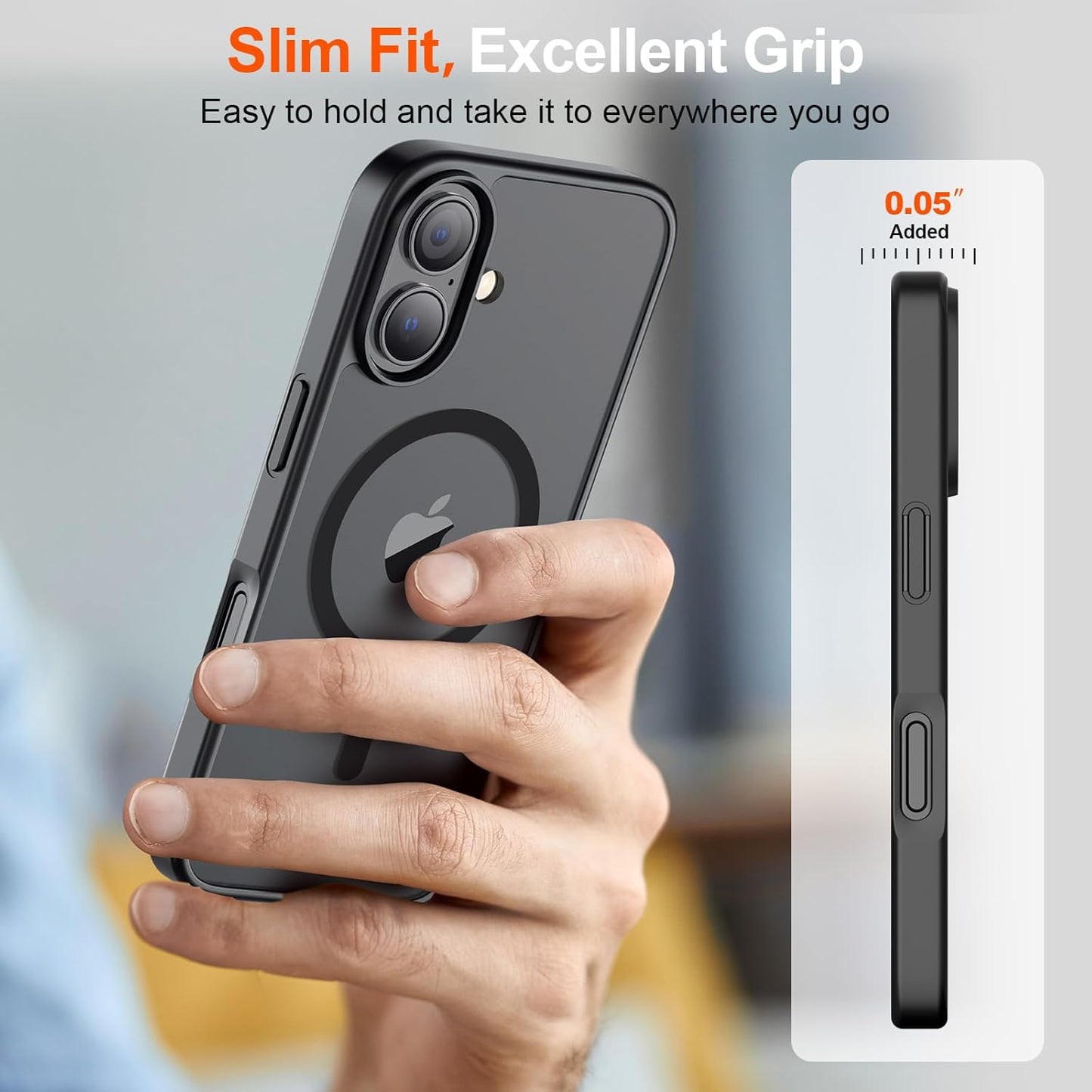 SUPFINE Magnetic for iPhone 17 Case (Compatible with MagSafe)(Military Grade Drop Protection) Translucent Matte Shockproof with Anti-Fingerprint Phone Cover,Black