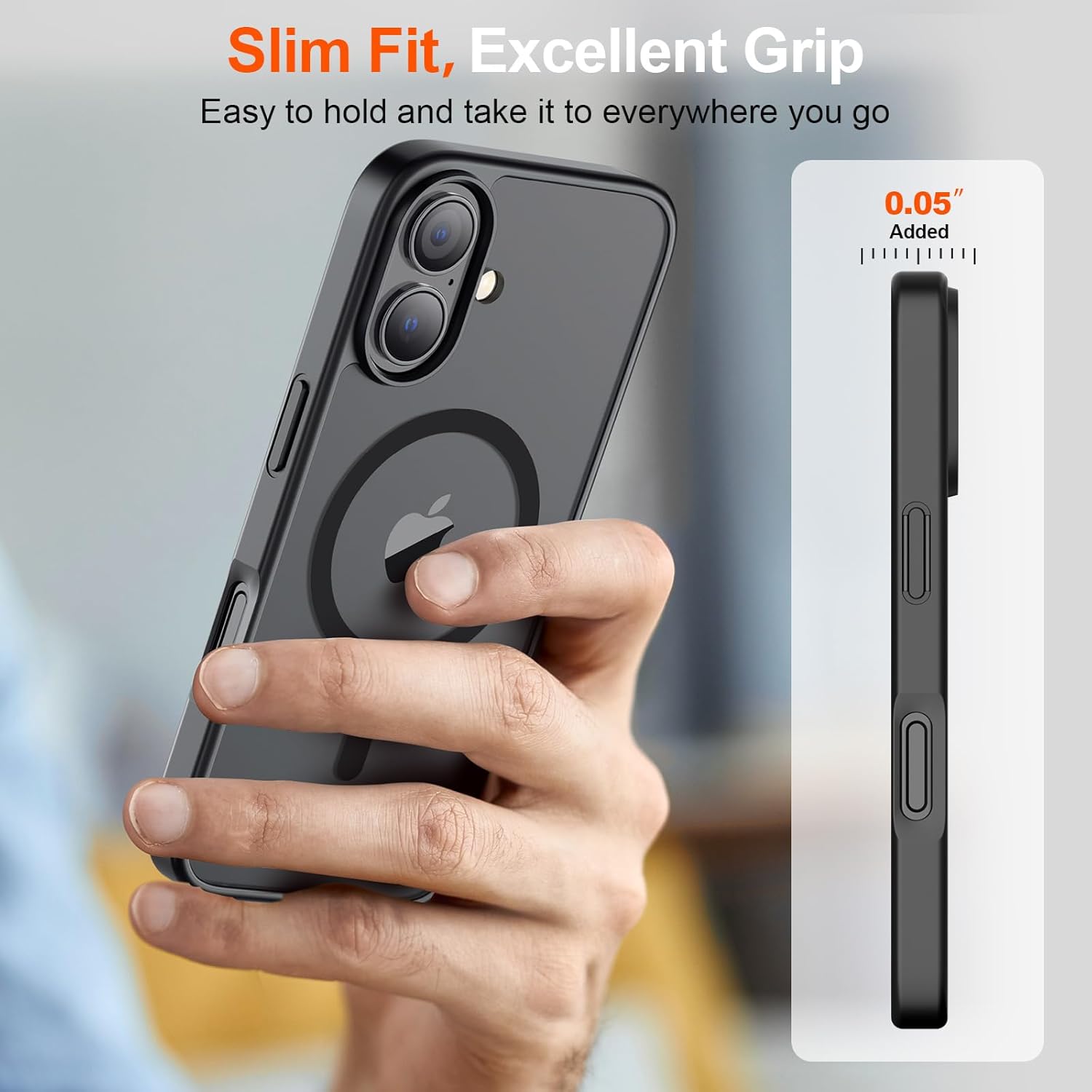 SUPFINE Magnetic for iPhone 17 Case (Compatible with MagSafe)(Military Grade Drop Protection) Translucent Matte Shockproof with Anti-Fingerprint Phone Cover,Black