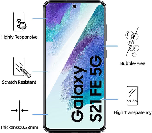 NEW'C 3 Pack Designed for Samsung Galaxy S21 FE 5G Screen Protector Tempered Glass, Case Friendly Anti Scratch Bubble Free Ultra Resistant