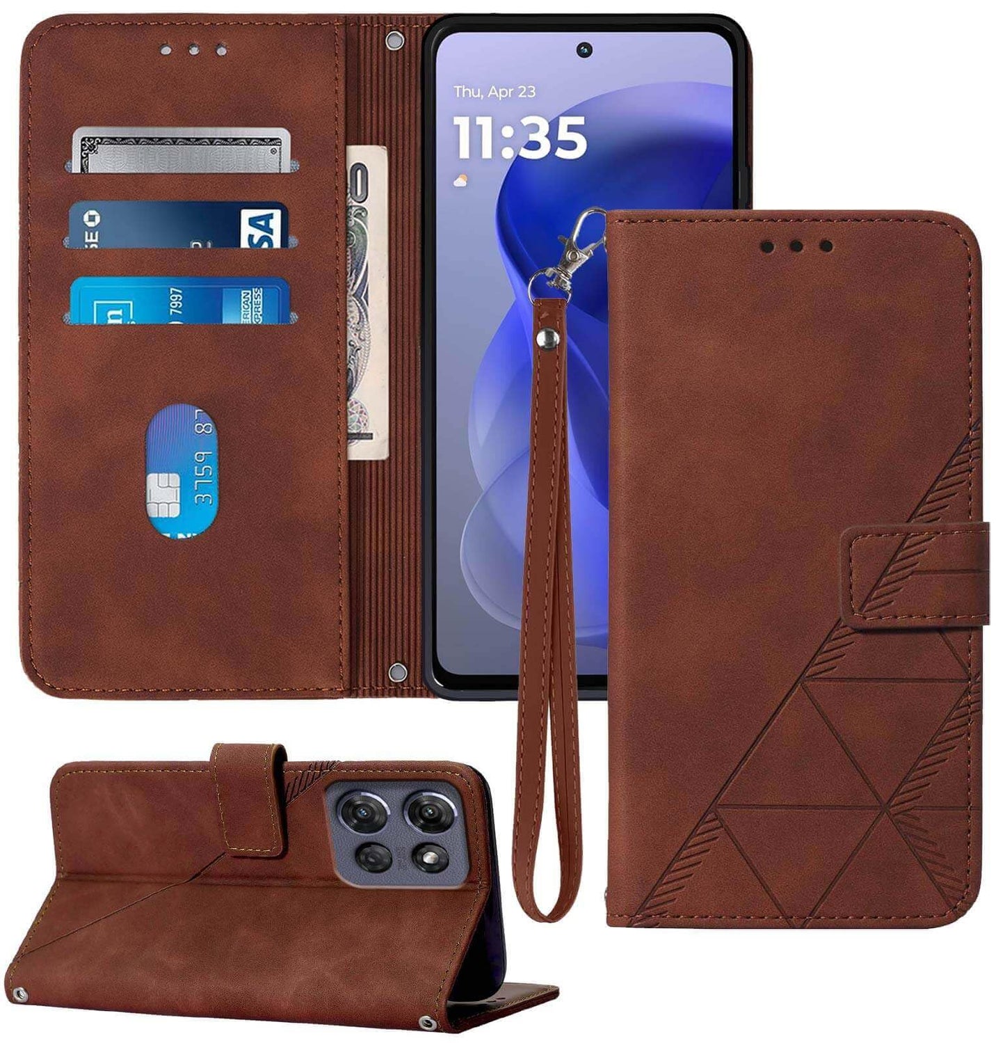 for Moto G Power 2025 Case Wallet, Card Holder Slots, Wrist Strap, TPU Interior Phone Protective, Stand PU Leather Folio Flip Cases Cover for Moto G Power - 2025 (Black)