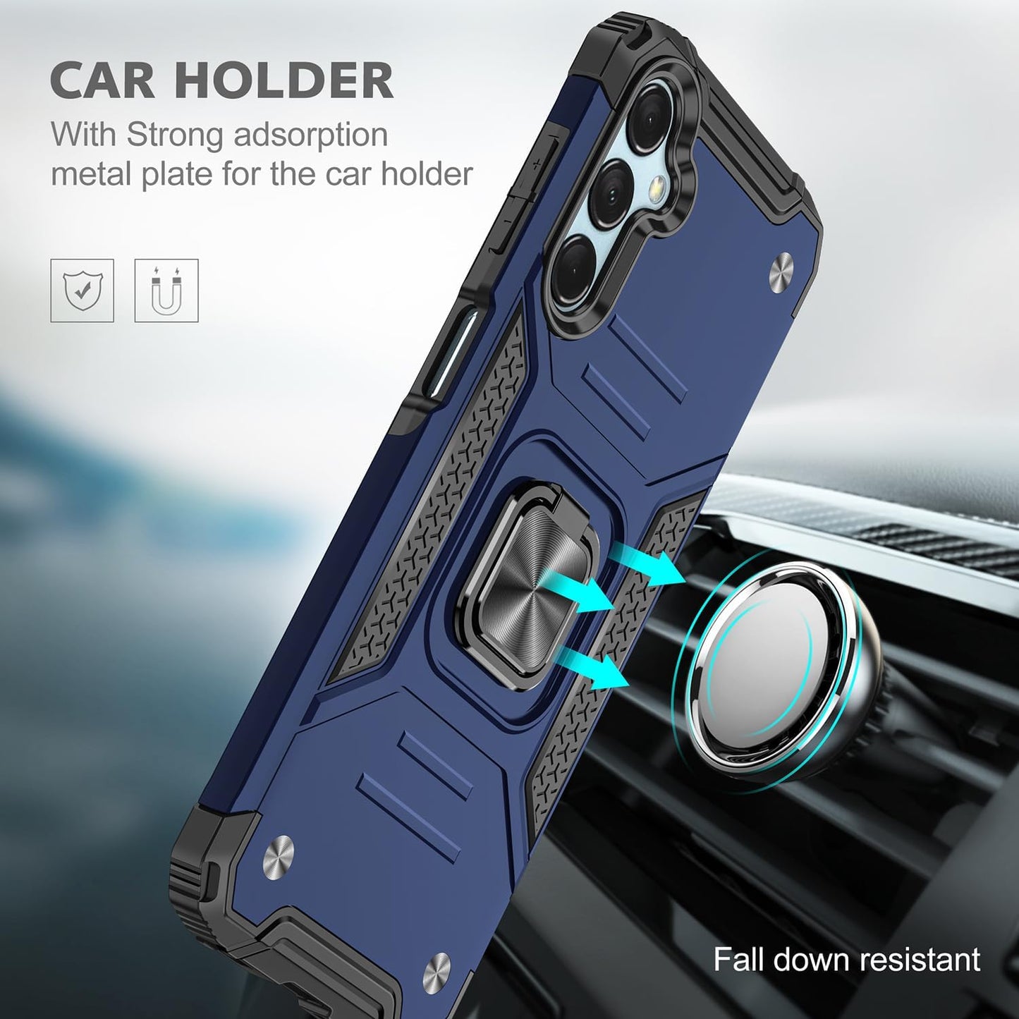 Dionsibei Galaxy A25 5G Case Military Grade Built-in Kickstand Case with Stand Holster Armor Heavy Duty Shockproof Cover Protective Case for Samsung Galaxy A25 5G Phone Case for Men Women (Blue)