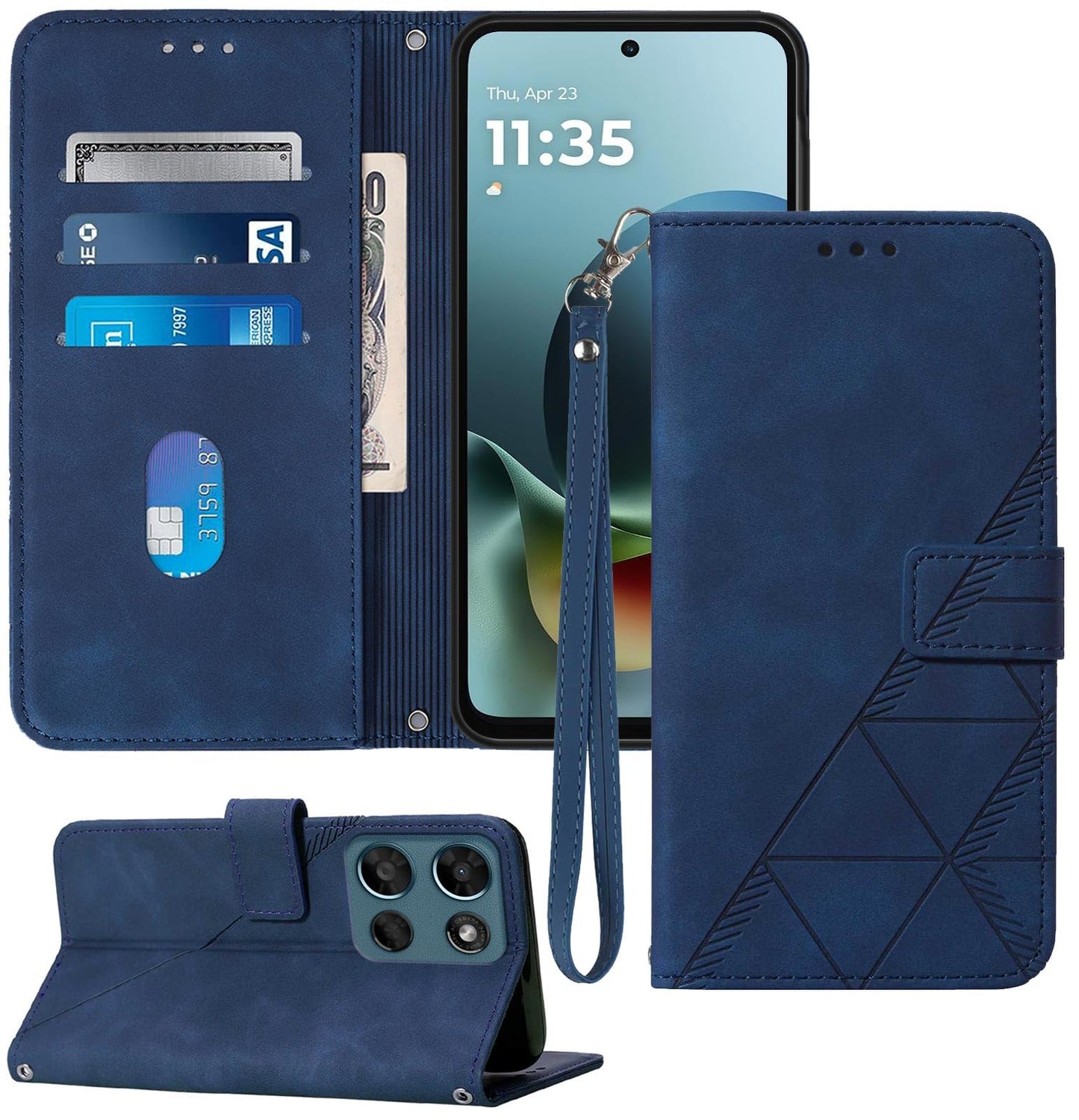 for Moto G Power 2026 Case Wallet, Card Holder Slots, Wrist Strap, TPU Interior Phone Protective, Stand PU Leather Flip Cases Cover for Moto G Power - 2026 (Black)