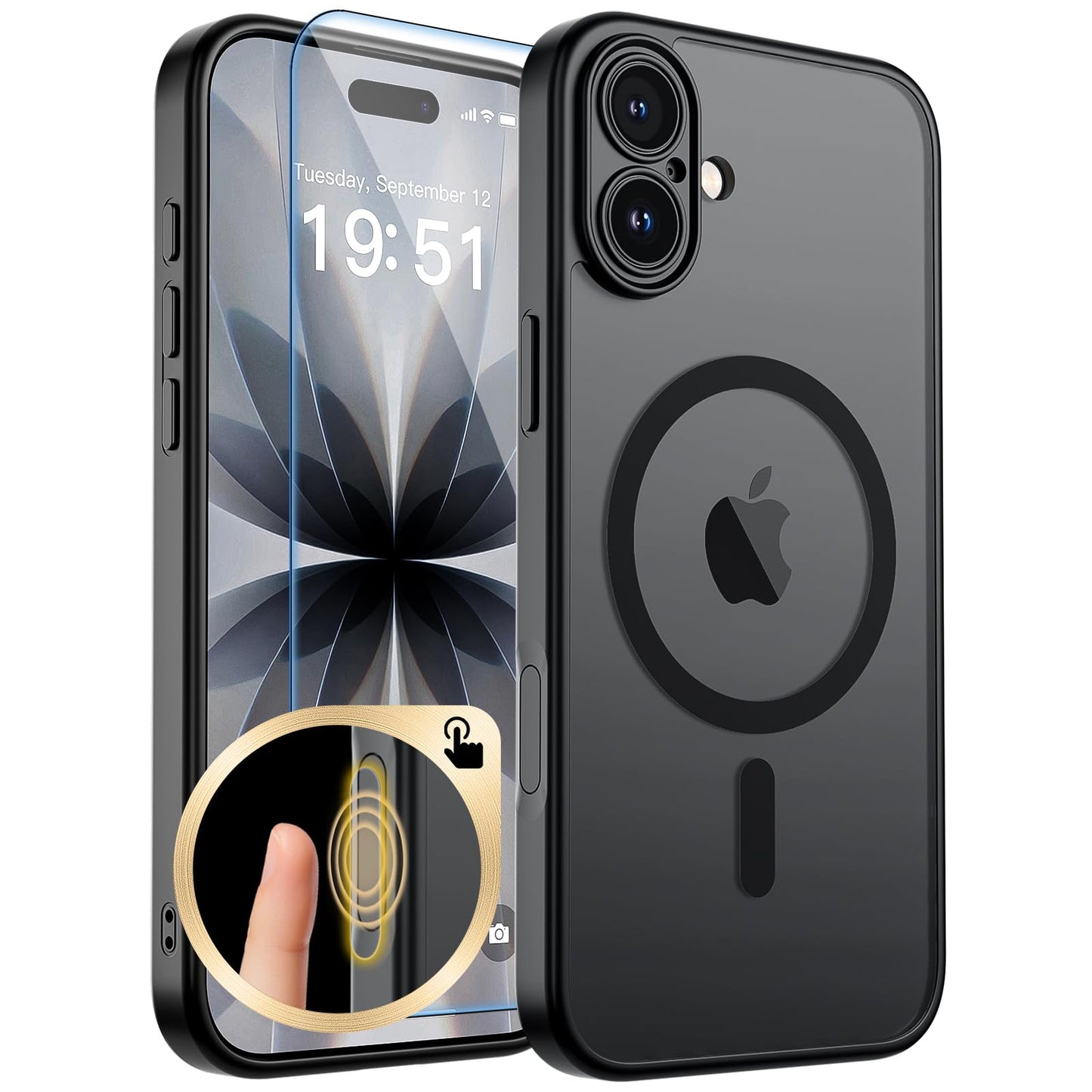 Magnetic for iPhone 17 Case, Upgraded [Camera Control Button] [Full Camera Protection] [with 1 Screen Protector] Translucent Matte Shockproof Protective Phone Cover, Mist Blue
