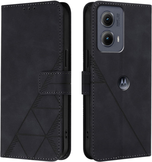 Flip Case for Moto Edge 2024 5G Faux Leather Wallet Holster with Cards Holder Kickstand Magnetic Closure Shockproof Folio Protect Cover for Motorola Edge (2024). Black YBS