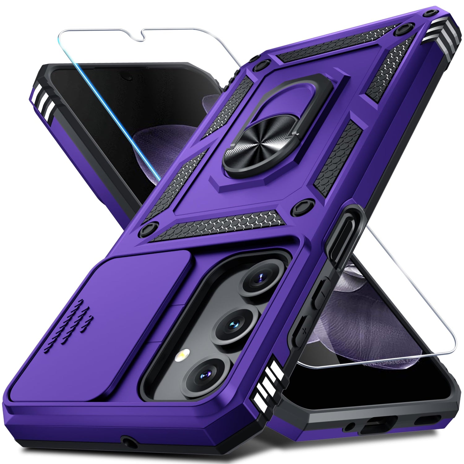 for Samsung Galaxy A37/A36 Case Built in Slide Camera Cover,Black
