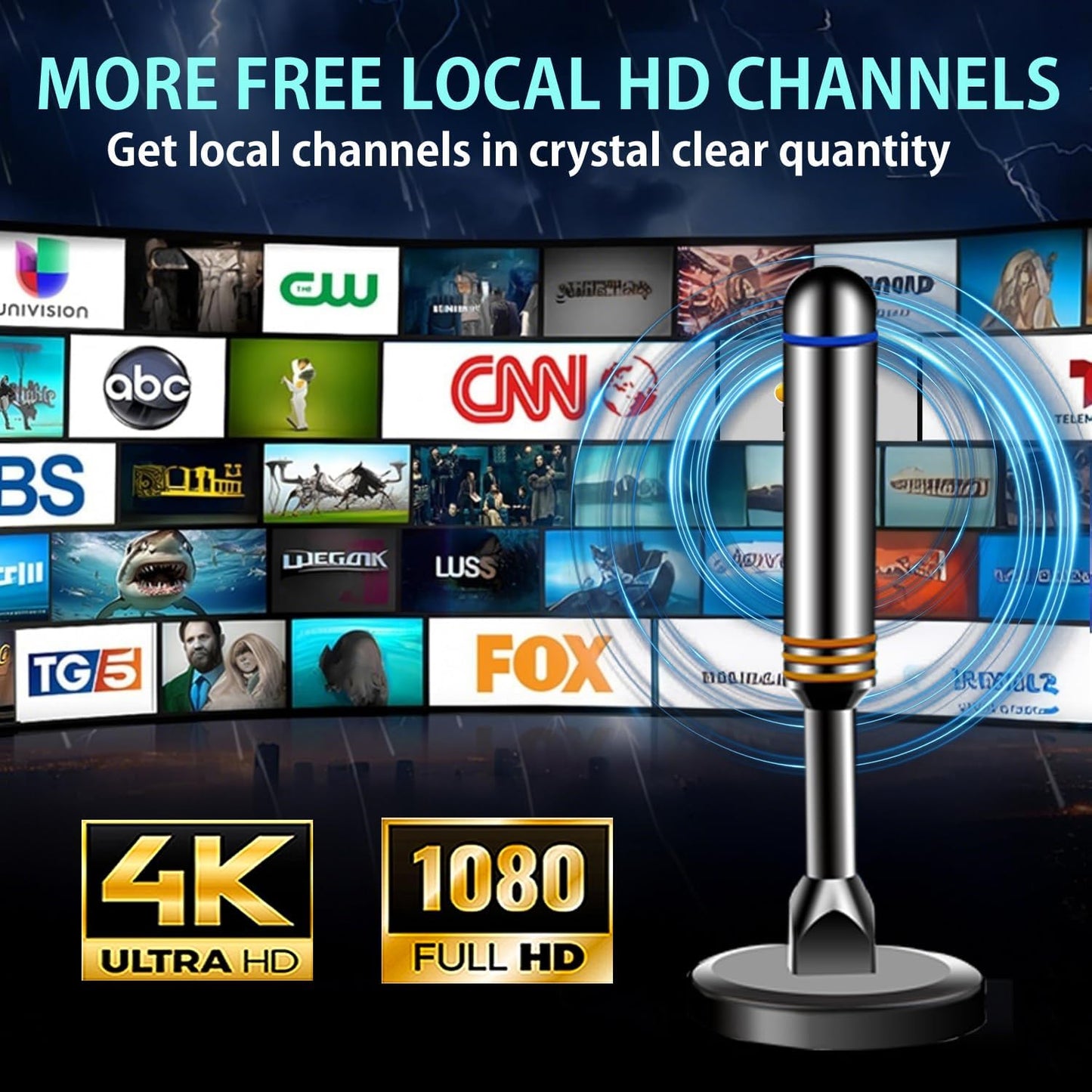 Antenna for TV Without Cable,9.7FT Air Antenna for TV,TV Antenna for Local Channels 109Miles,Supports 4K, 1080p,Easy Installation Antennas for TVs