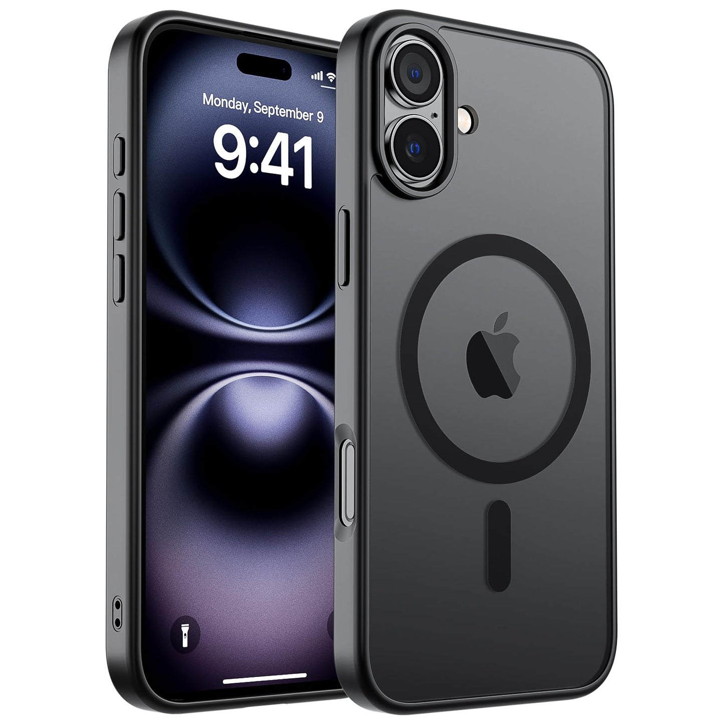 SUPFINE Magnetic for iPhone 17 Case (Compatible with MagSafe)(Military Grade Drop Protection) Translucent Matte Shockproof with Anti-Fingerprint Phone Cover,Black