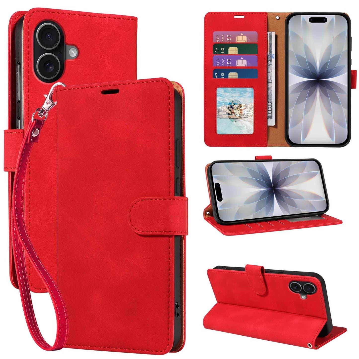 RFID Blocking for iPhone 17 Wallet Case, 4 Card Slots Holder, Wrist Strap, Soft PU Leather, Shockproof Protective, Phone Stand, Flip Cases, Magnetic Closure, Folio Cover (Green)