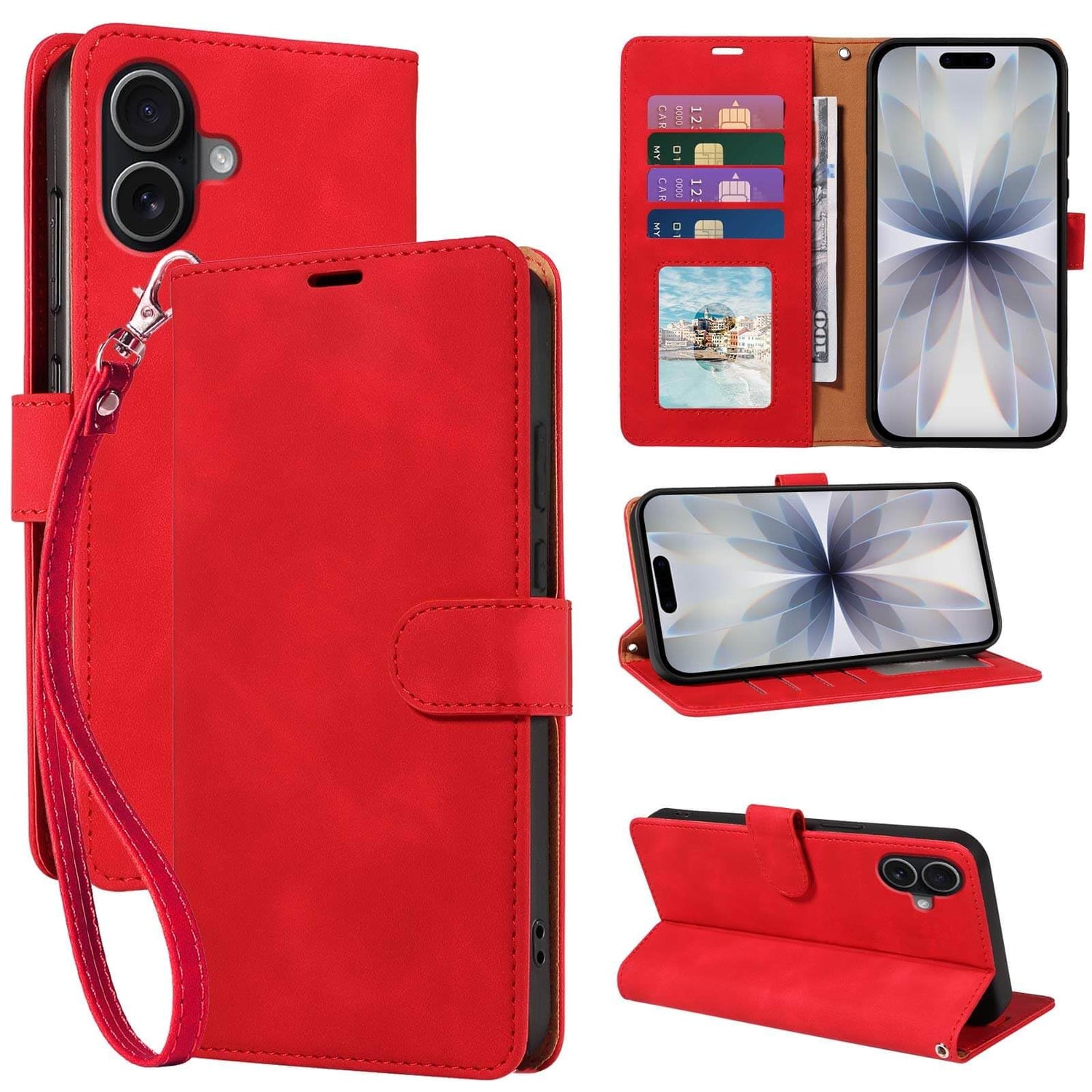 RFID Blocking for iPhone 17 Wallet Case, 4 Card Slots Holder, Wrist Strap, Soft PU Leather, Shockproof Protective, Phone Stand, Flip Cases, Magnetic Closure, Folio Cover (Green)