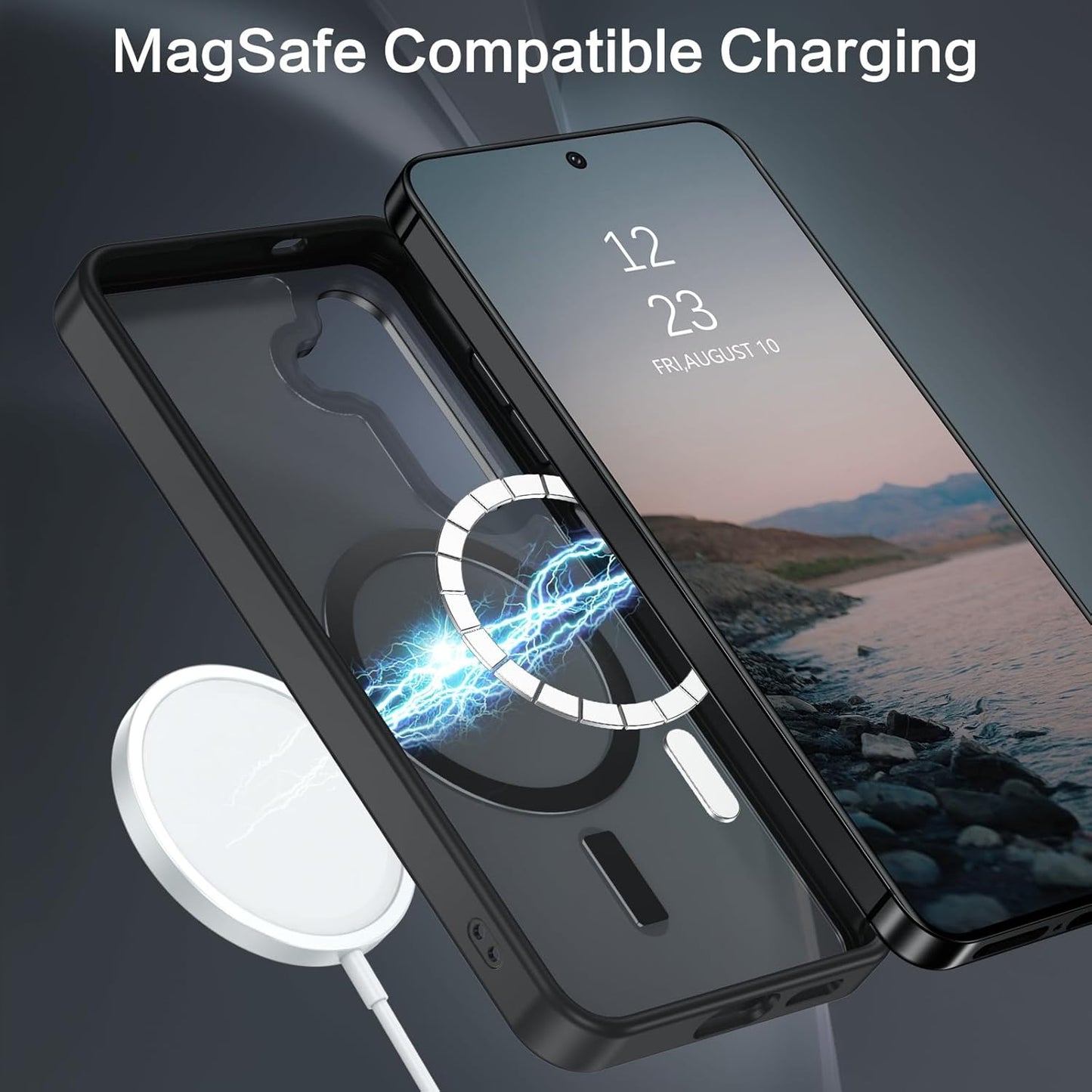 BENTOBEN Magnetic for Samsung Galaxy S24 Plus Case [Compatible with Magsafe] Translucent Matte Slim Thin Shockproof Anti-Yellow Women Men Protective Phone Cases Cover for Samsung S24 Plus 6.7", Black
