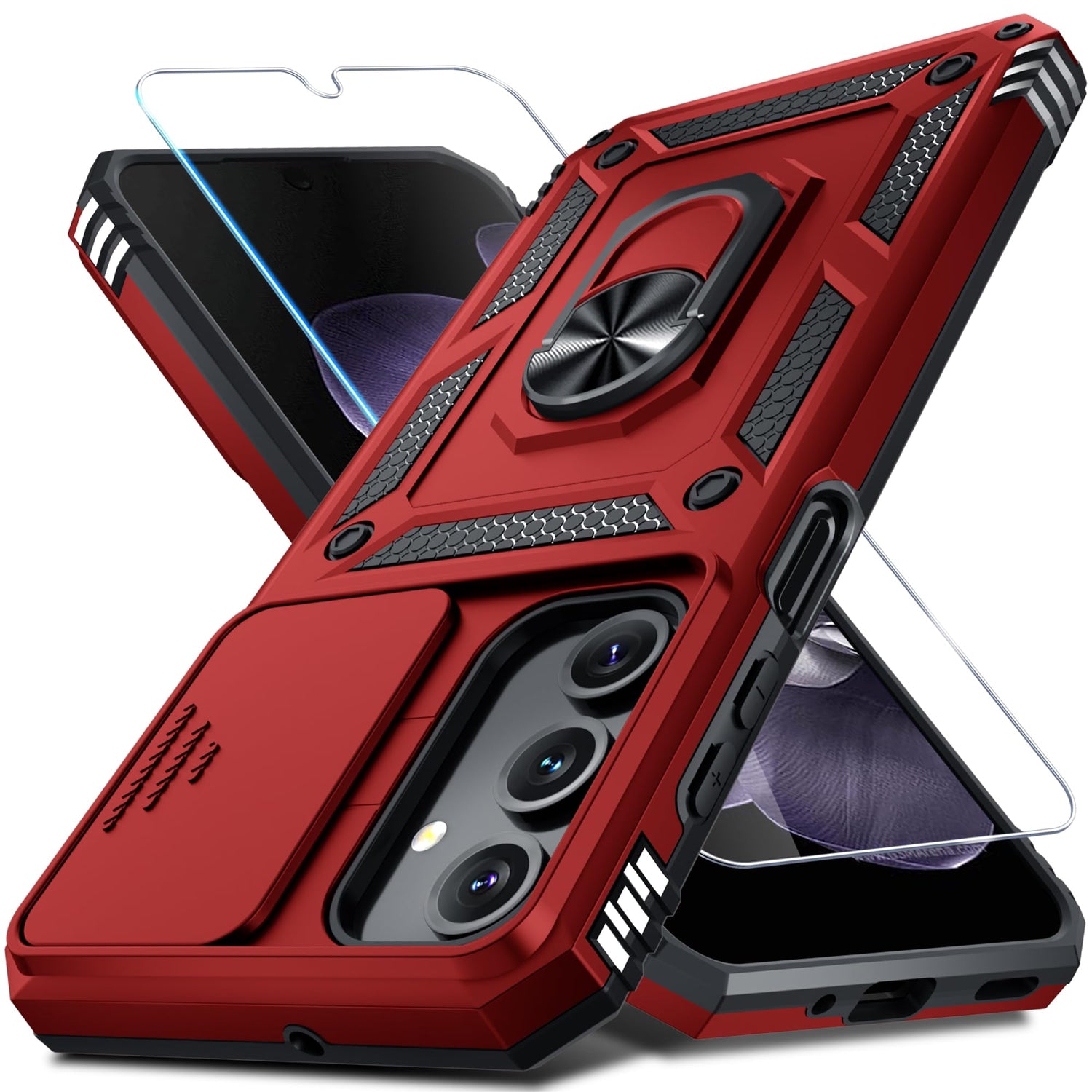 for Samsung Galaxy A37/A36 Case Built in Slide Camera Cover,Black
