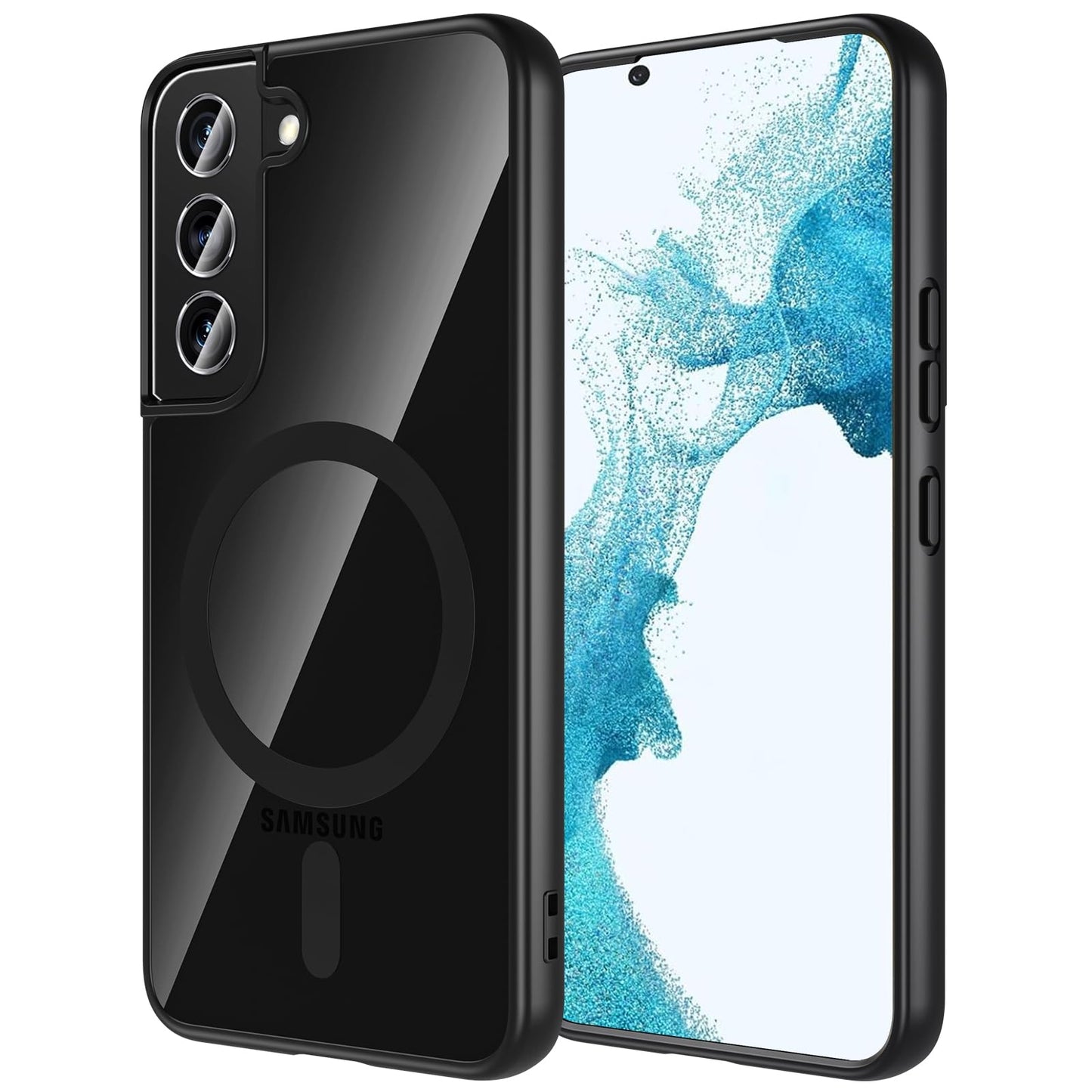 Hensinple for Samsung Galaxy S22 Ultra Case Magnetic, Galaxy S22 Ultra Phone Case [Compatible with Magsafe] Wireless Charging Translucent Back Cover Case 6.8 Inch,Black