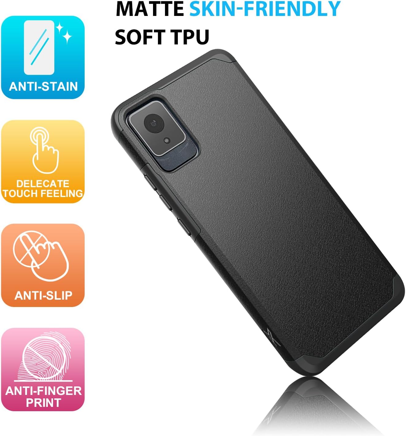 TJS Compatible for TCL K11 T432W Phone Case (Black)